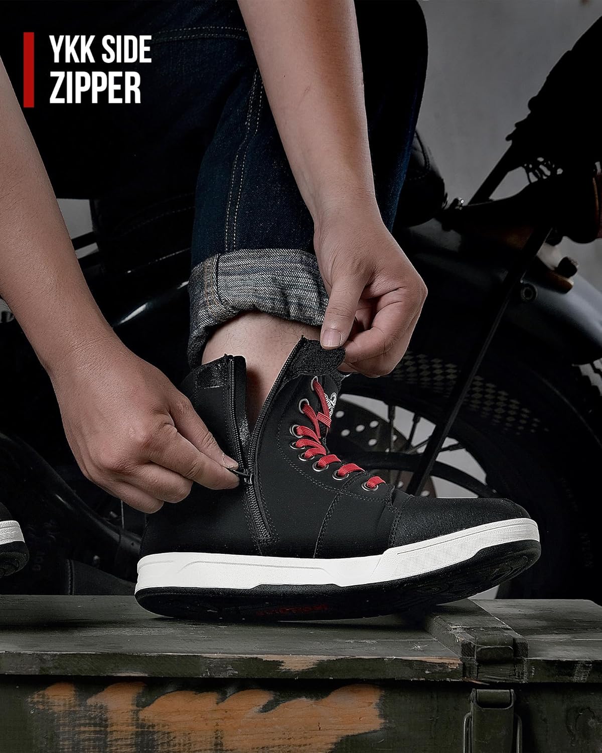 BORLENI Motorcycle Riding Shoes Road Street Motocross Protective Boots for Men, Casual Breathable Powersports Shoes Black - Image 7