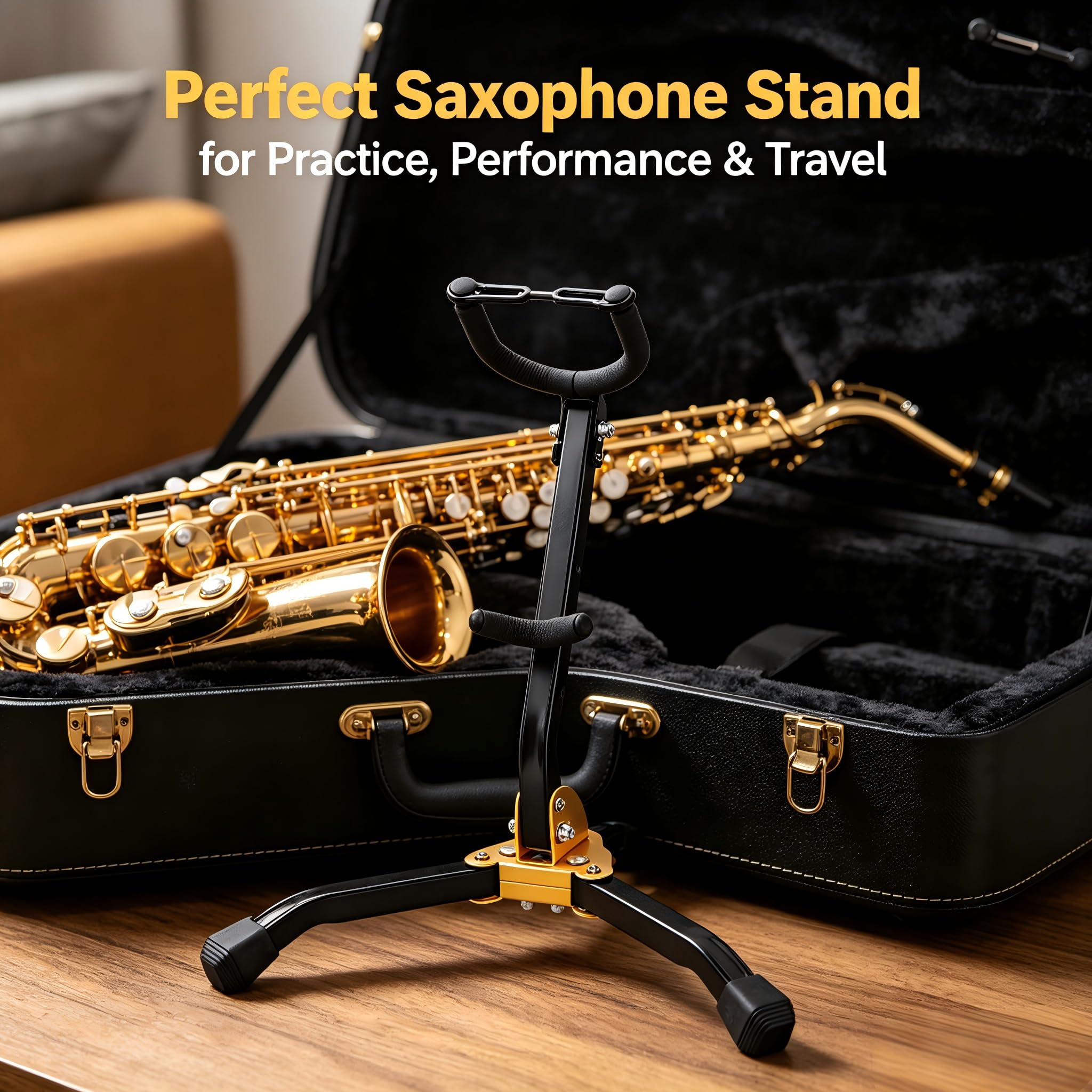 alto/tenore con supporto per flauto/clarinetto staccabile supporto portatile regolabile con piedini in gomma antiscivolo Base triangolare in met per sassofono contralto, sassofono tenore