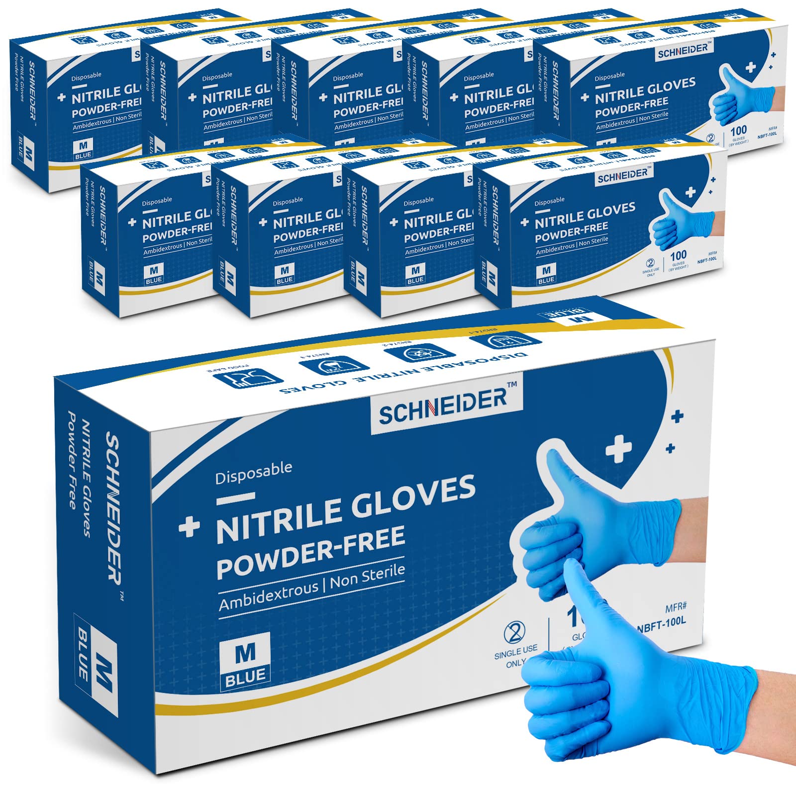 Schneider Nitrile Exam Gloves Blue Mil Powder Free Latex