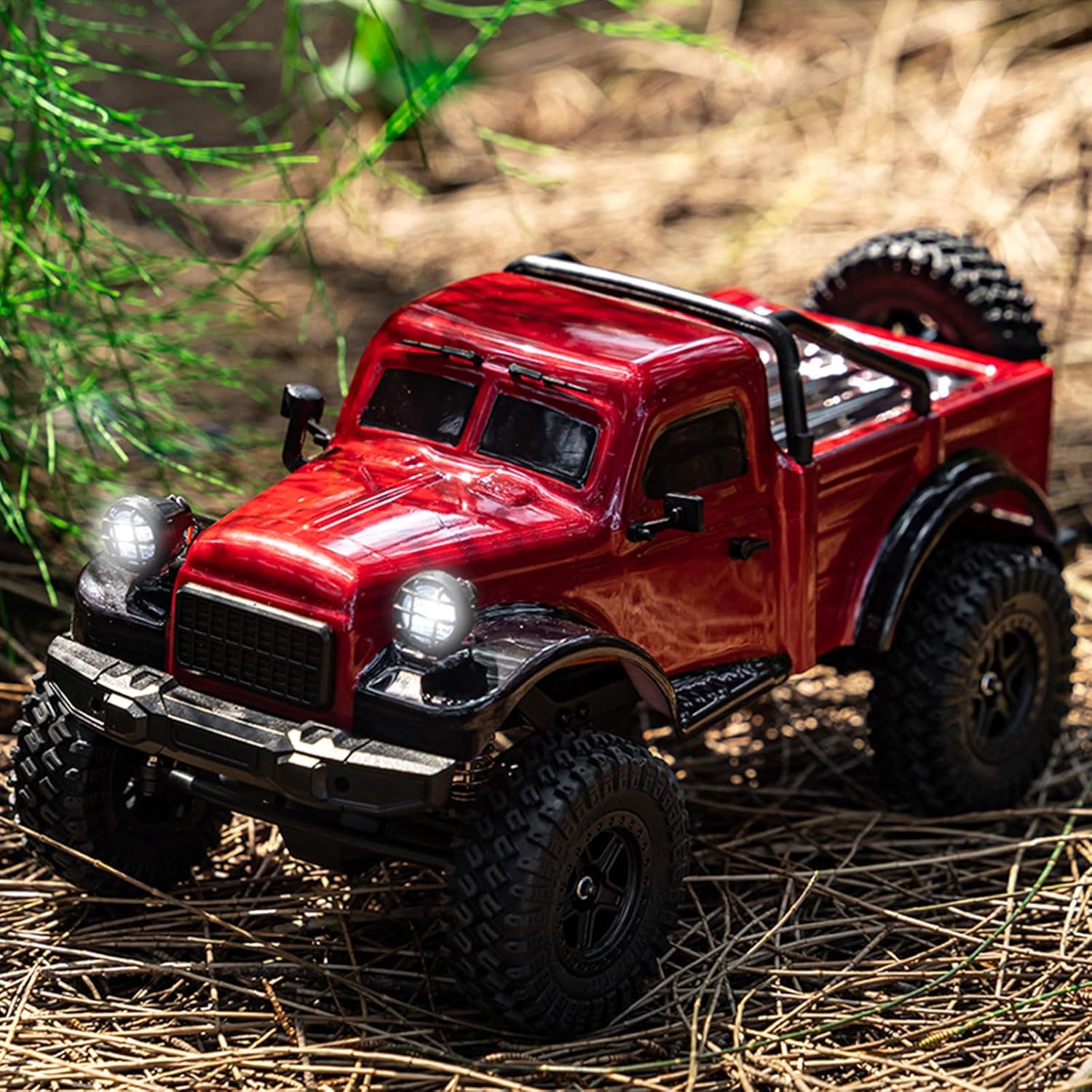 RC Truck Pickup Body Shell for 1/18 RC Crawler Car TRX4M Defender Bronco (Red)