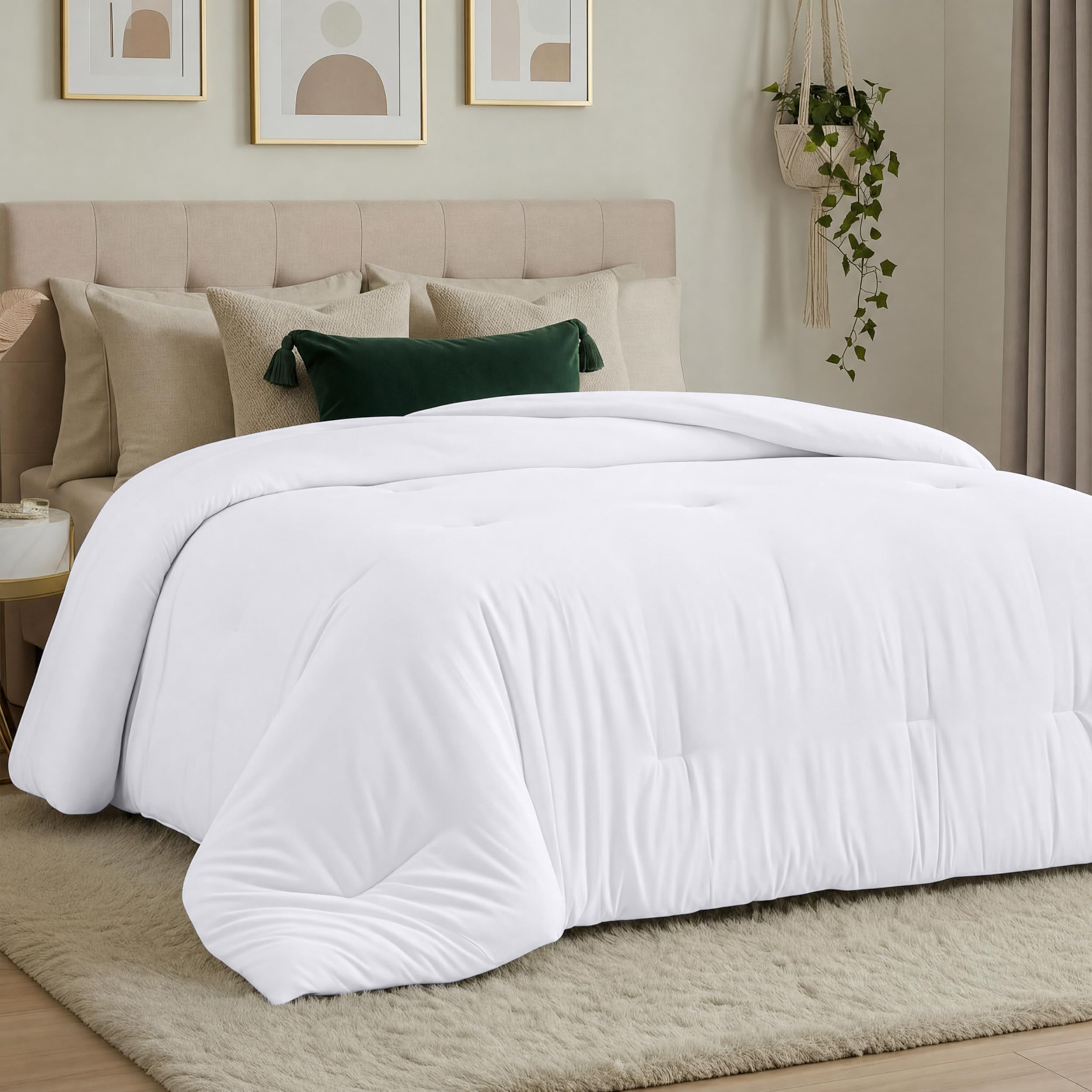 utopia bedding all season down alternative quilted comforter queen - queen duvet insert with corner tabs - machine washable - duvet insert stand alone comforter - queen/full - white