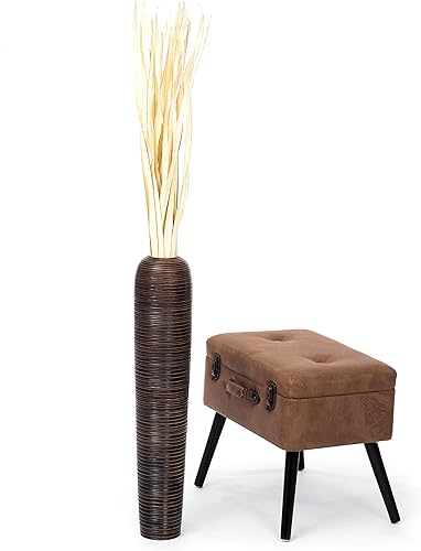 Miniatura 7 de Leewadee Jarrón grande marrón para decoración del hogar, de madera, de 26 pulgadas de alto, decoración de granja, soporte para flores para plantas