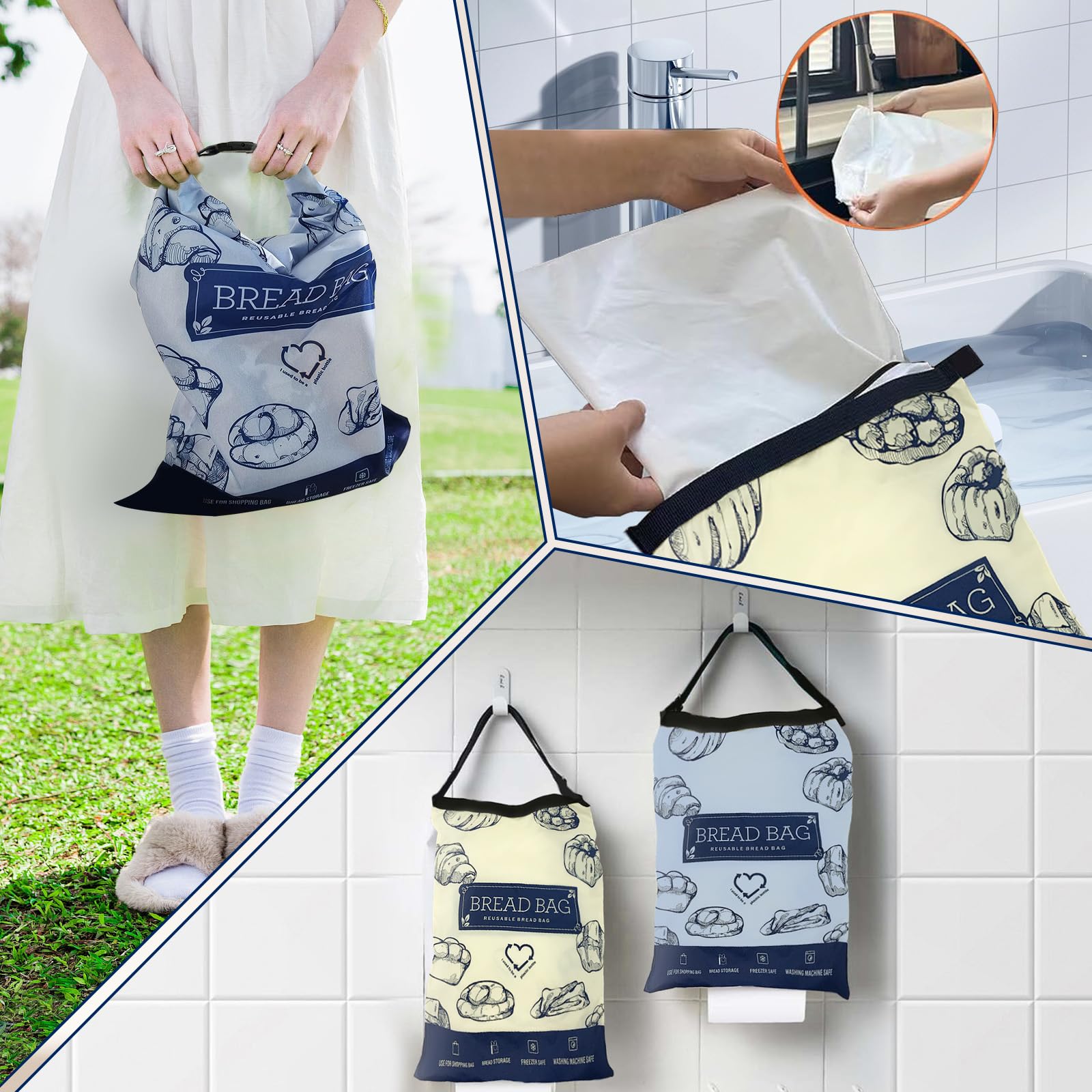TOKIISHE Brotbeutel 2er Set 30,5x43cm - Wiederverwendbar Frischhaltebeutel