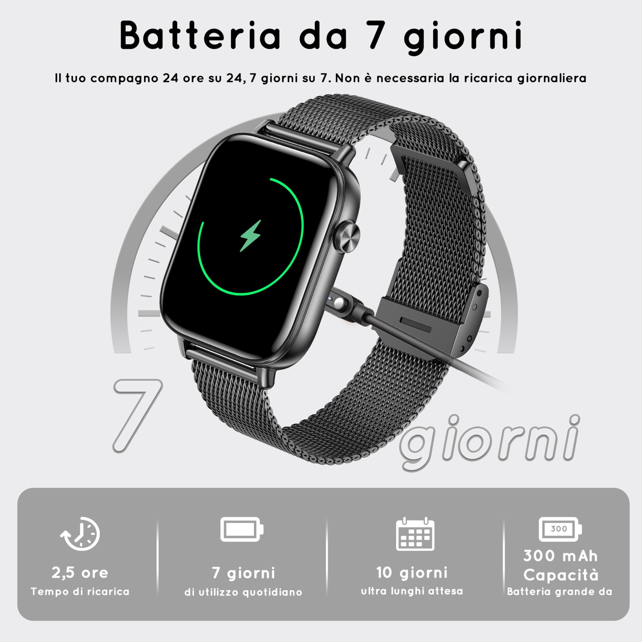 Smartwatch Uomo, 1.83" HD Fitness Orologio Smartwatch con Contapassi/Chiamate Bluetoothr/Cardiofrequenzimetro/Pressione/SpO₂/Sonno, 120+ Modalità Sportive Whatsapp per Android&iOS, Nero/Regalo