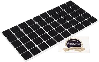 Adsamm® / 50 x deslizantes de Fieltro autoadhesivos/Negro / 20x20 mm/Cuadrado/Deslizantes de Fieltro para Muebles de 3,5 mm de Grosor/Deslizantes para Muebles y Suelos