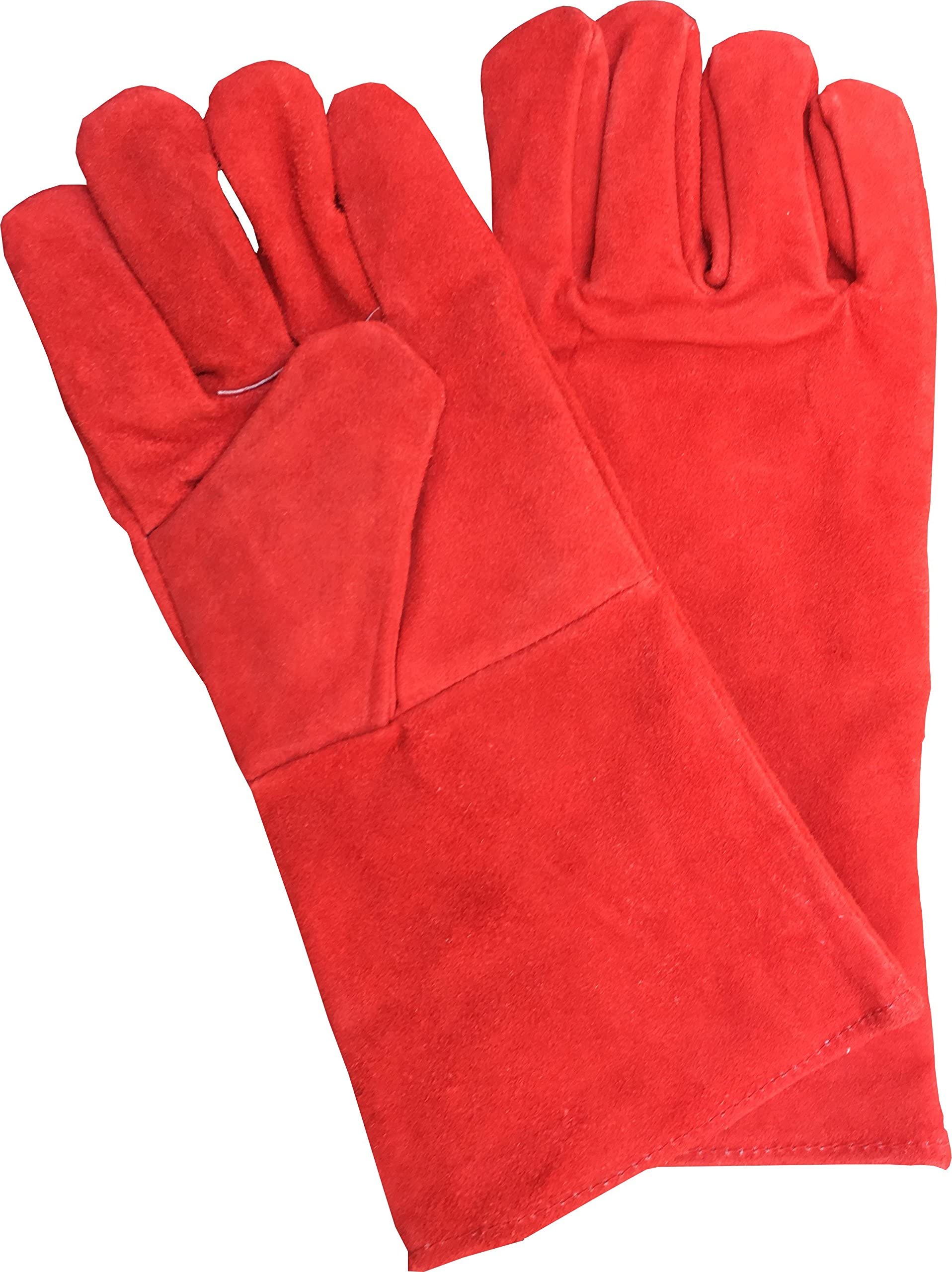 WeighTAJ 14" Premium (35cms) Red Welding Gloves/Welders Gauntlets/Fireplace Gloves/High Temperature BBQ Stove Long Lined Welders Gauntlet Safety Gloves Working Gloves Heat Resistant (B09PD1HKYB) Amazon Price History, Amazon Price Tracker