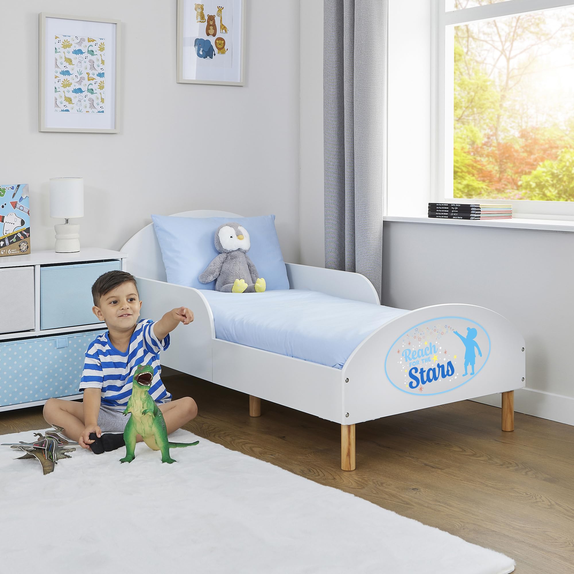 Liberty House Toys Kids Toddler Bed, Reach For The Stars, H68 x W74 x D144cm