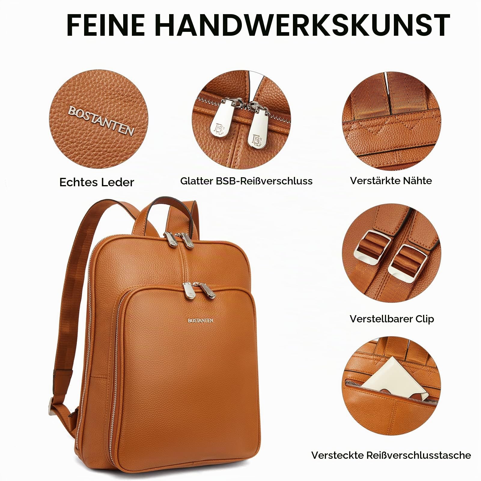 BOSTANTEN Leder Rucksack Damen Schulrucksack Reiserucksack Tagesrucksack Casual Backpack Daypacks