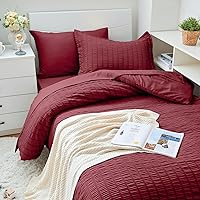 Vista 388 de HYMOKEGE - Juego de edredón tamaño king, color negro y rojo, de sirsaca, de 7 piezas, para todas las estaciones, en una bolsa, para dormitorio