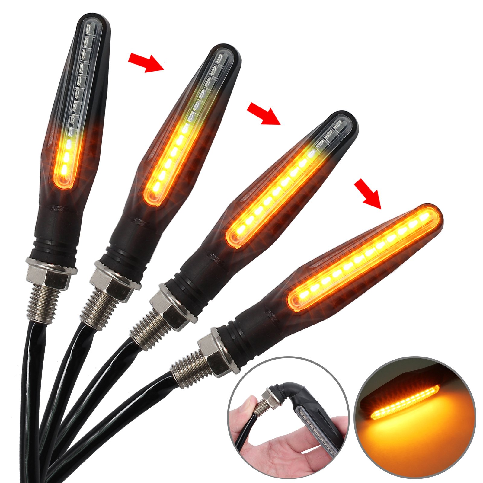 PROZOR Kierunkowskaz świetlne 4 szt. LED wodoodporne lampa mini bursztynowe kierunkowskaz do motocykla