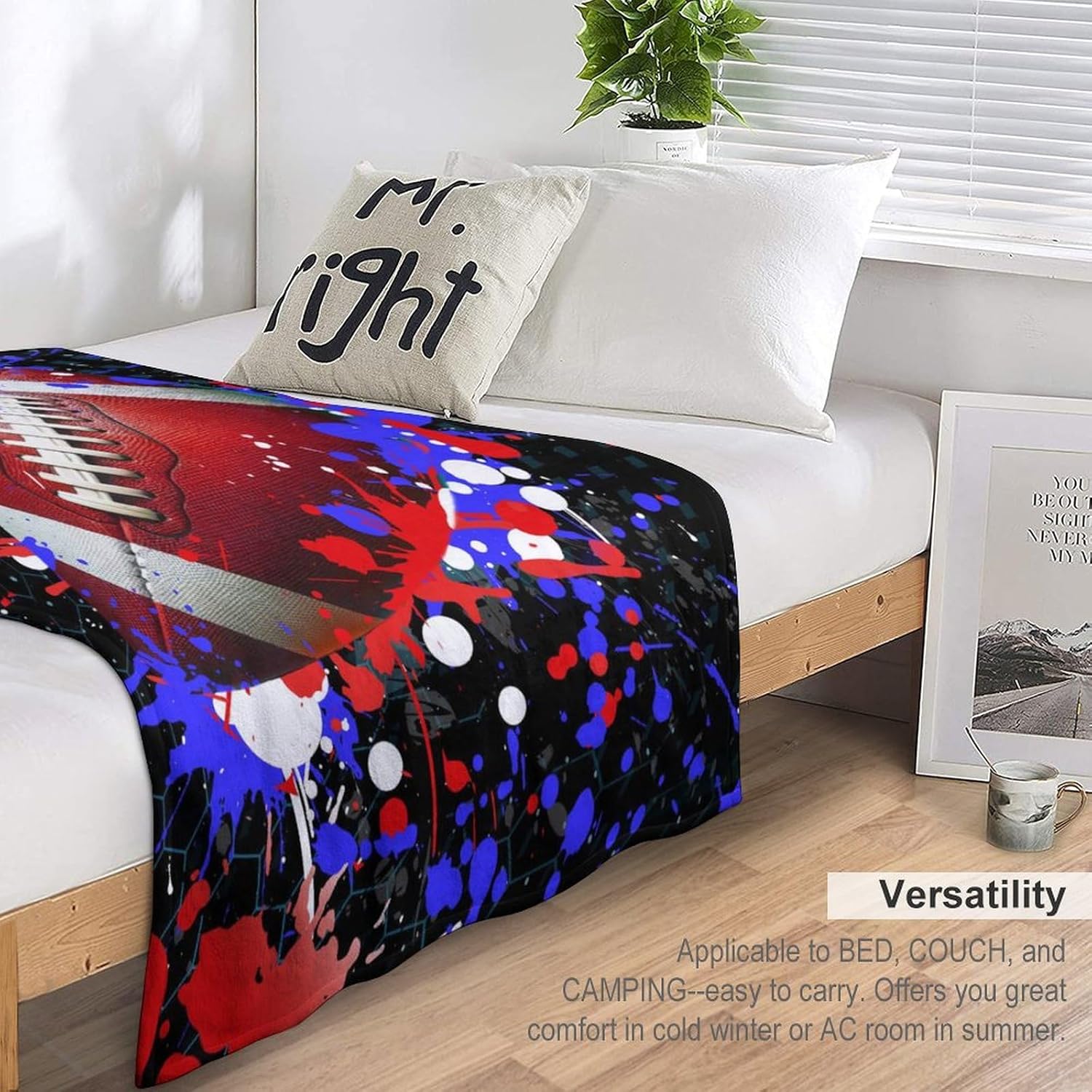 Football Throw Blanket - Soft Flannel Sports Blankets for Girls Boys Kids Football Lovers - Warm Sportball Throw Blankets for All Season Lap, Chair, Sofa - 50"x40" - Image 7