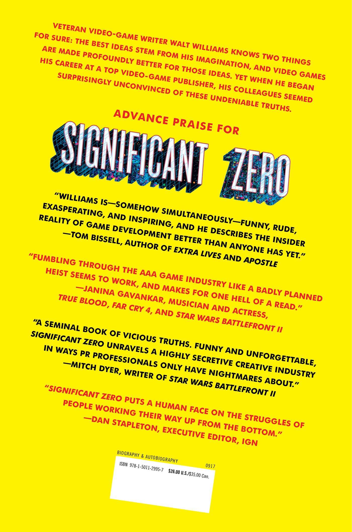 Significant Zero: Heroes, Villains, and the Fight for Art and Soul in Video  Games : Williams, Walt: Amazon.de: Bücher