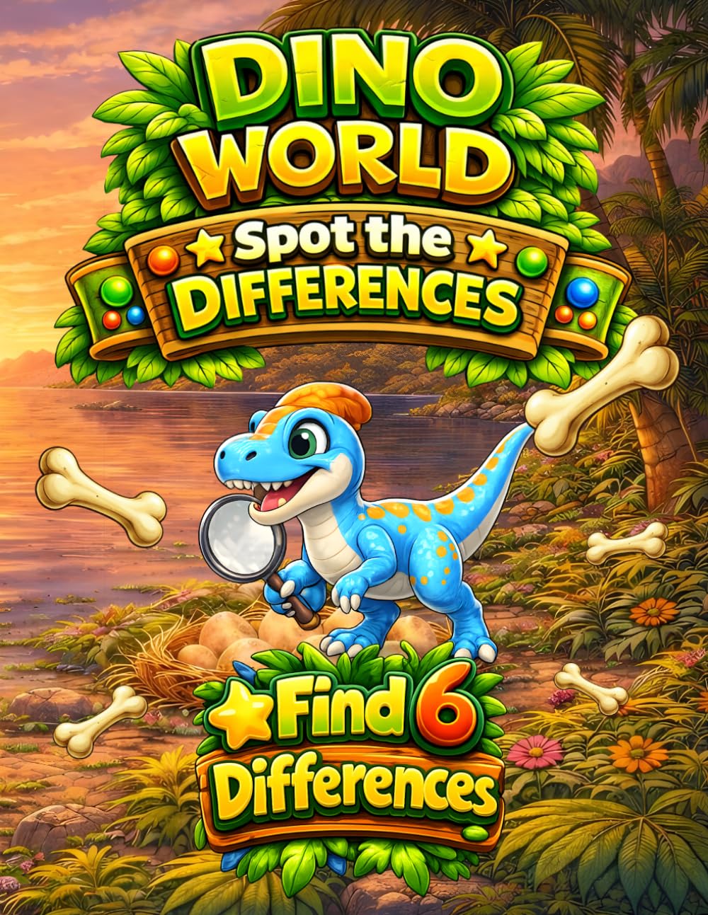 Dino World Spot the Differences: Dinosaur Puzzle Book for Kids Ages 4–8: 30 Fun Spot the Difference Dinosaur Puzzles | Find 6 Differences in Every Puzzle (DINO WORLD Activity Series)