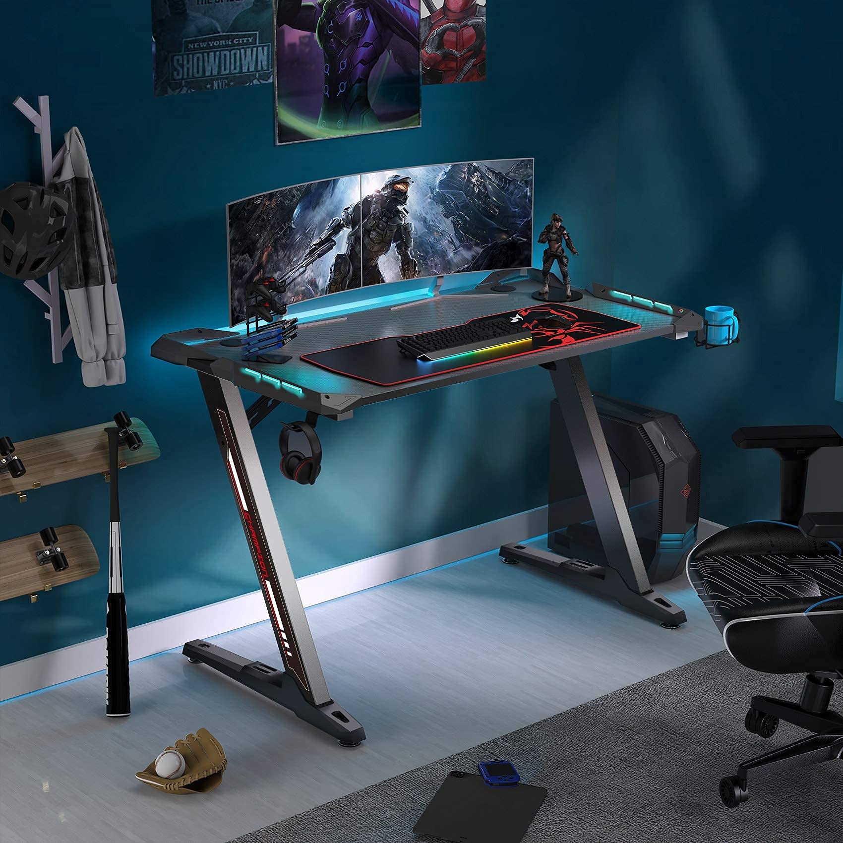 EUREKA ERGONOMIC Z1S Gaming Desk 43.3" Z Shaped Office PC Computer