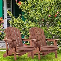 Vista 4 de Donext Silla Adirondack plegable, silla de patio de madera de capacidad de 330 libras con acabado a base de agua, sillas de salón de exteriores