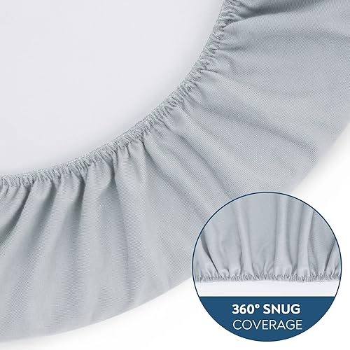 Miniatura 2 de Sábana bajera ajustable para bebé 100  algodón de jersey orgánico para cuna de 4 madres mamaRoo unisex ultra suave y súper elástica Gris, White