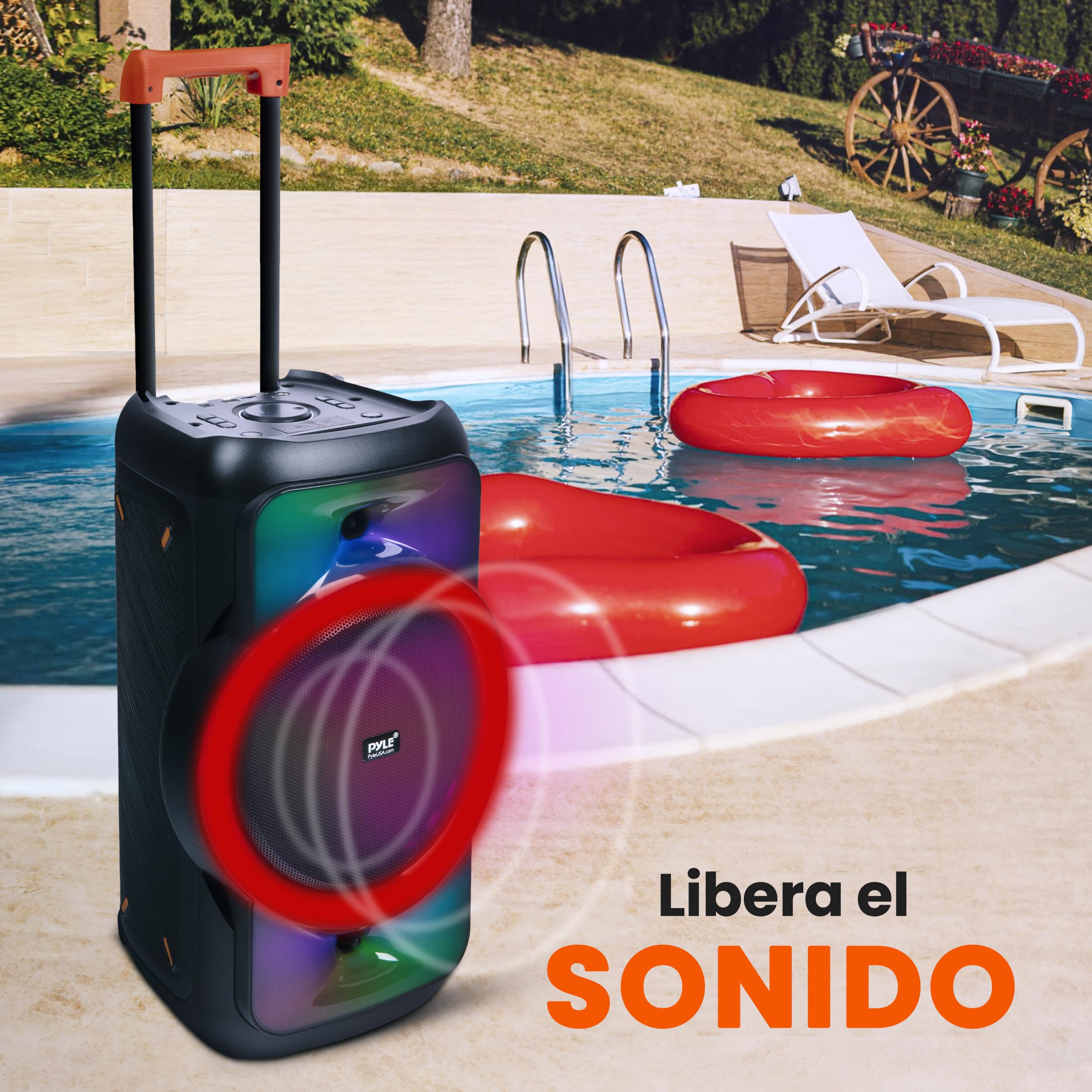 Pyle Altavoz Grande, Bluetooth, Portátil, Sistema True Wireless Stereo, Graves Potentes y Agudos Claros