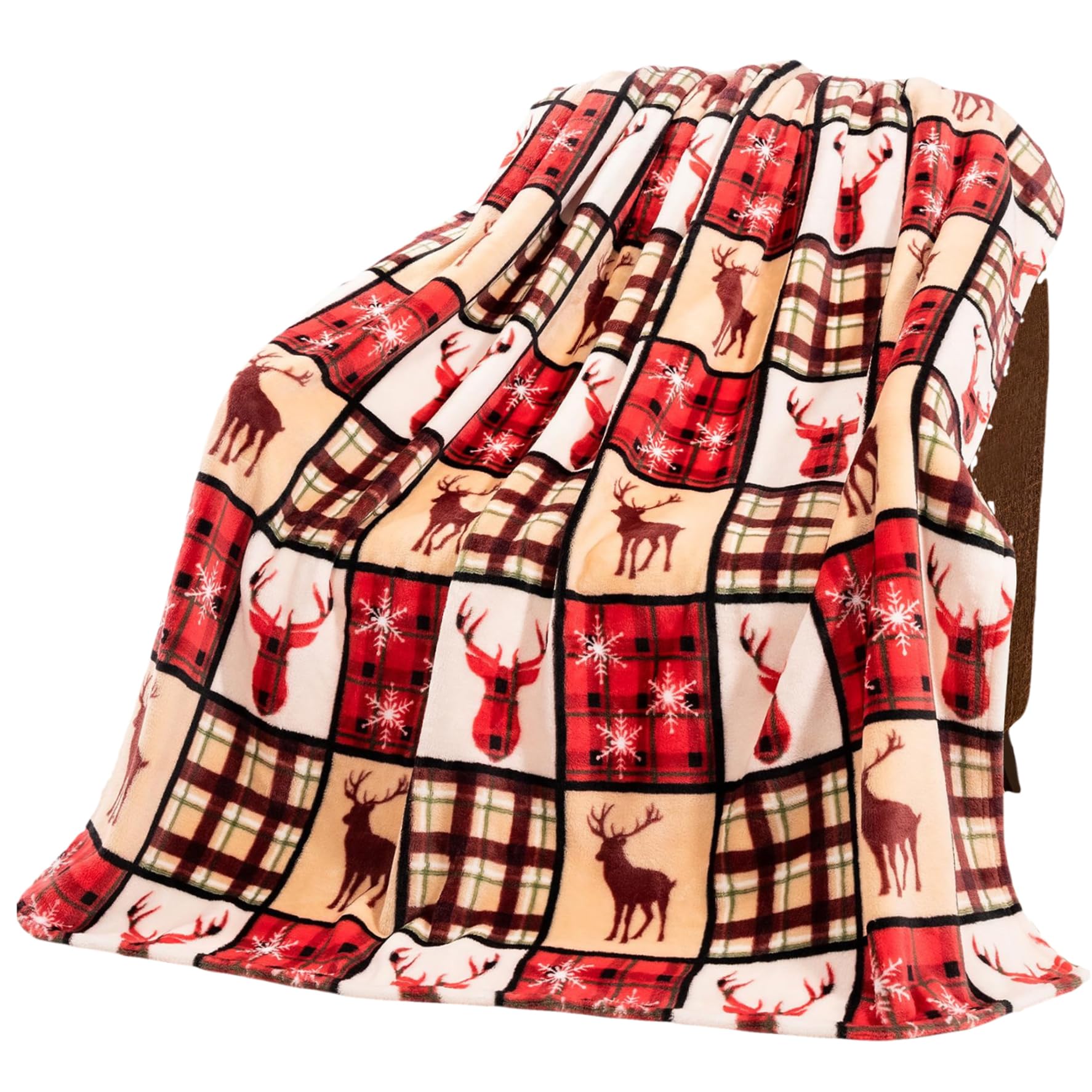 Couverture de Noël en flanelle plaid Buffalo idéal pour cocooning sur canapé-lit en vacances