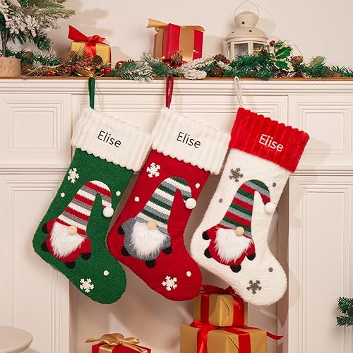Medias de Navidad personalizadas, medias de dibujos animados con nombre personalizado, muñeco de nieve, ciervo, Papá Noel, regalos de Navidad para