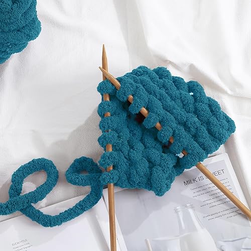 Vista 297 de HOMBYS Hilo de felpilla grueso y voluminoso para tejer a mano, hilo grueso y esponjoso para tejer a mano, hilo de felpa suave, paquete de 8