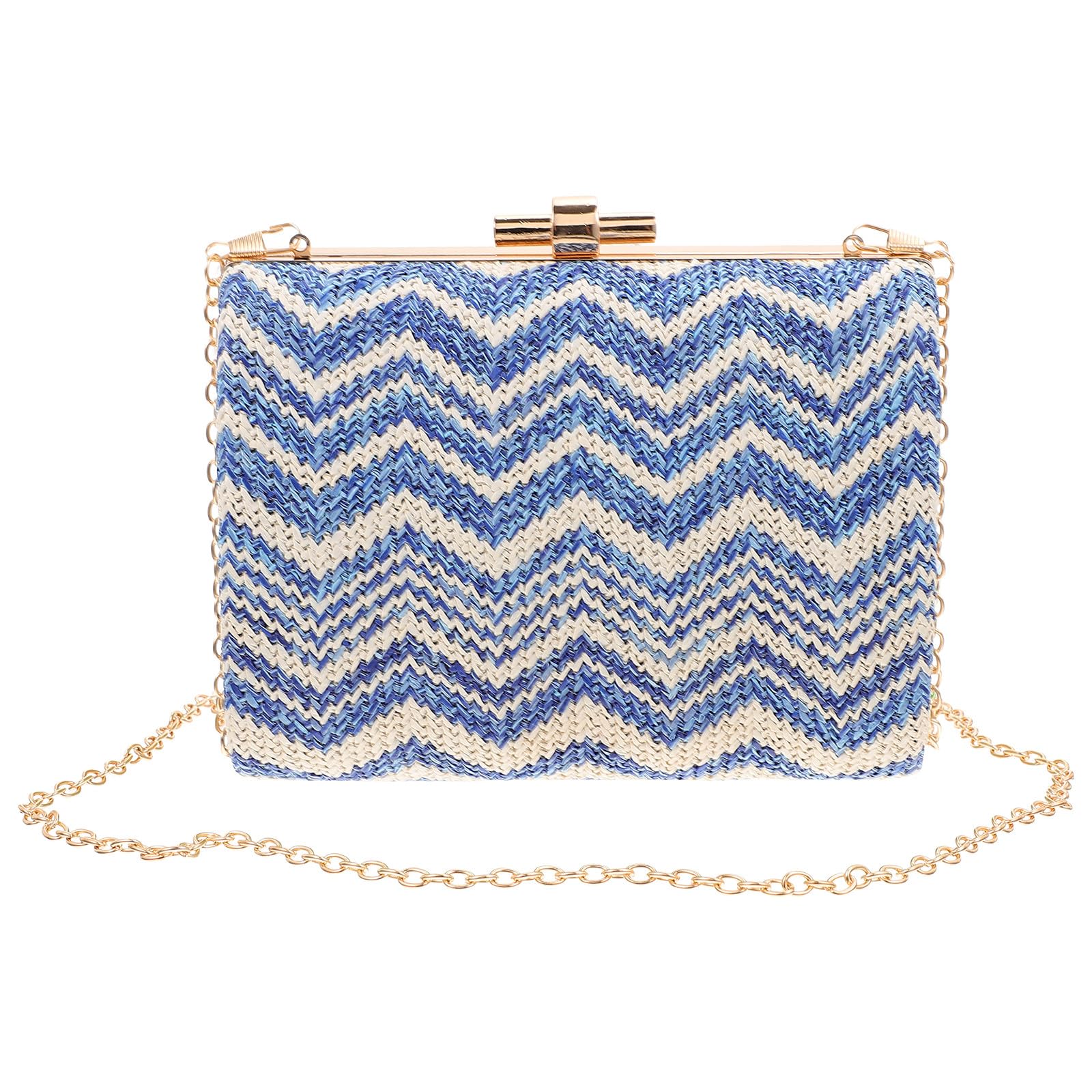 Sac bandoulière en paille bleu léger et créatif avec structure antichoc - 8