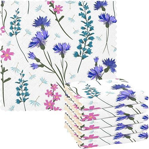 Fieldflowers Herbs Cotton Print Microfiber Towels Kitchen Absorbent 6 Pack Flour Sack Kitchen Towels for Restaurant Oven