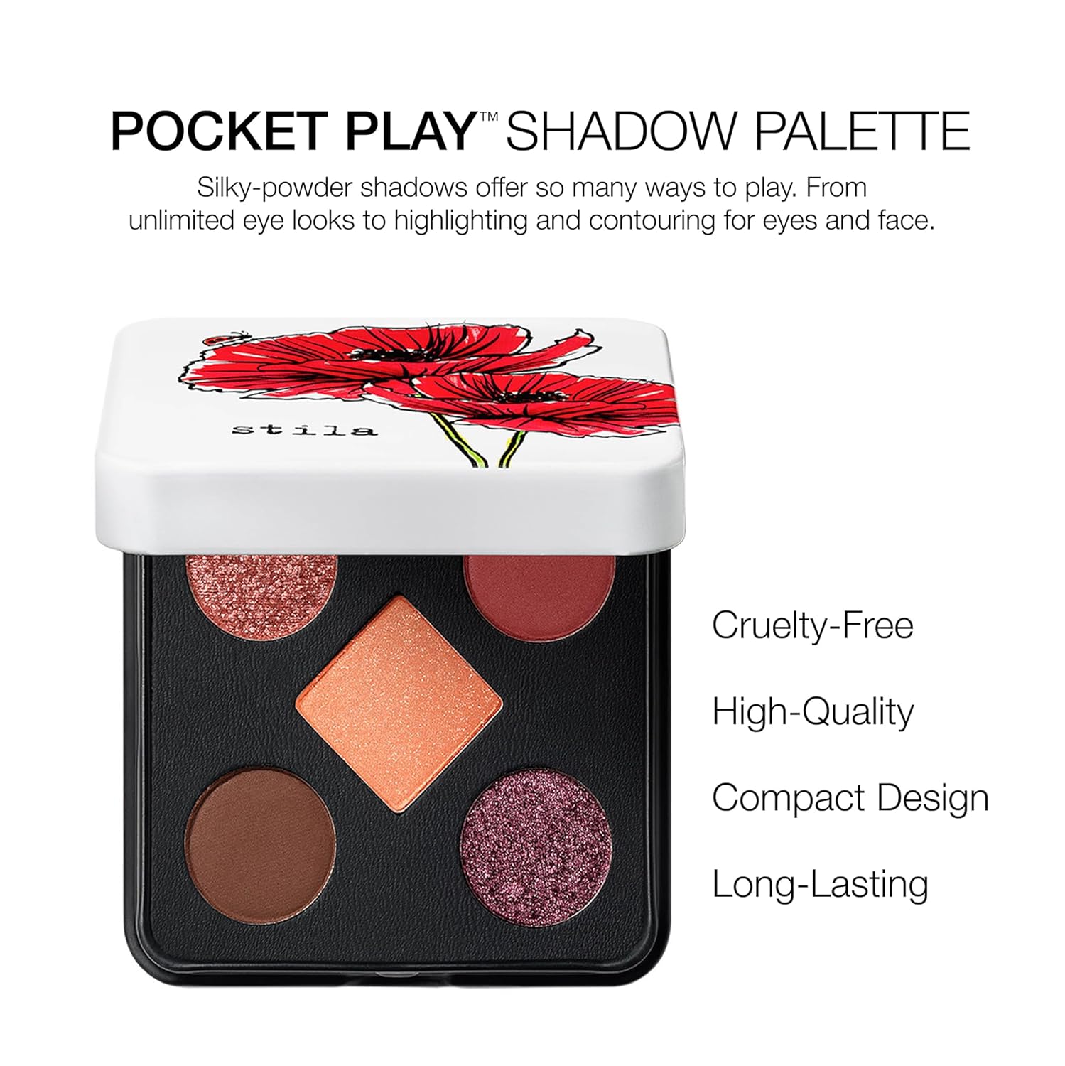 stila Pocket Play™ Eye Shadow Palette | 5 Silky Powder Shades for Eyes, Face, Highlight & Contour | Compact, Travel-Friendly, Blendable Formula | Matte & Shimmer, Neutral & Bold Tones - Image 2