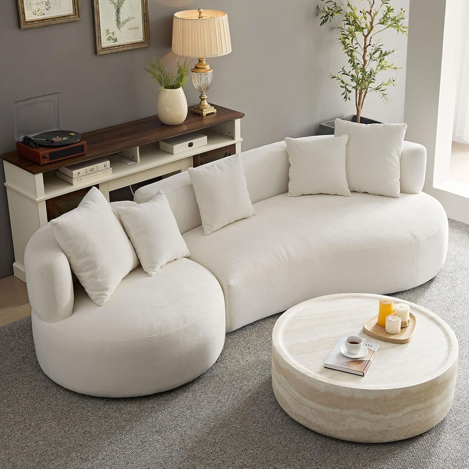 Curved Sofa for Living Room - Modern Boucle Modular Sectional Set, 4 Seat Upholstered Couch for Bedroom, Home Office-image-29
