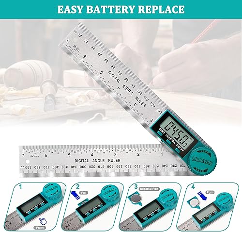 Miniatura 5 de Transportador de ángulo digital, regla de búsqueda de ángulos con 7 pulgadas7.874 in, herramienta de medición de ángulo para carpintería,