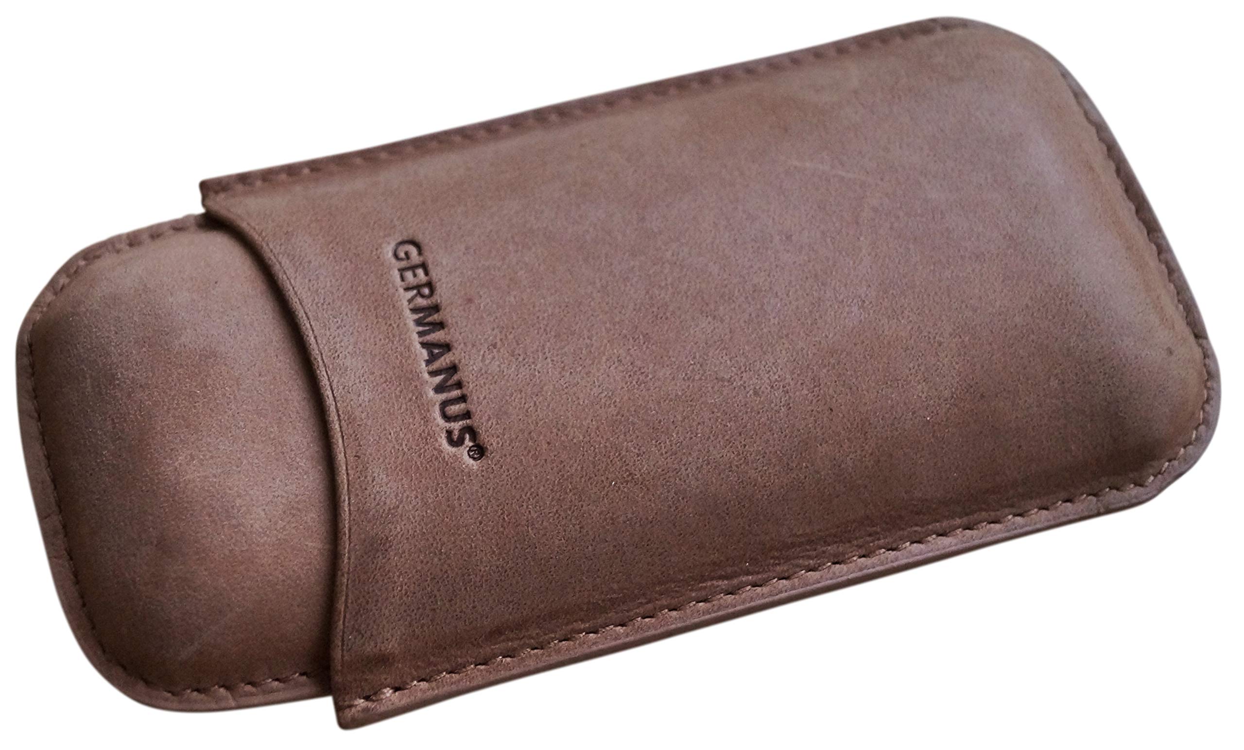 GERMANUS Etui na cygara ze skóry, brązowe, dzika skóra bydlęca