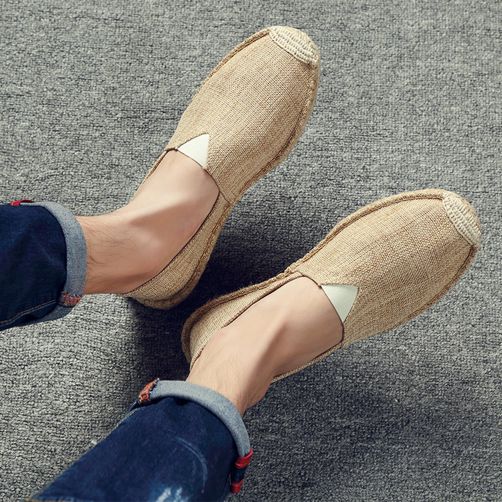 Generisch Espadrilles Für Damen & Herren, Sommer Espadrilles Flache Sommerschuhe Leinen Herren Gesundheitsschuhe Canvas Slipper, 35-47