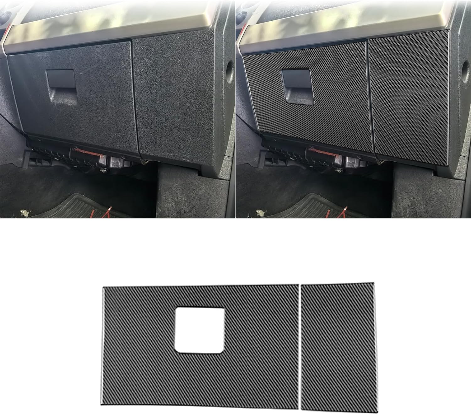 Real 3K Black Carbon Fiber Car Co-pilot Glove Box Scratch Protector Cover Soft ​Sticker Interior Accessories Trim Compatible with Ford F150 2009-2014/F-150 SVT Raptor 2010-2014[Crew Cab Version]