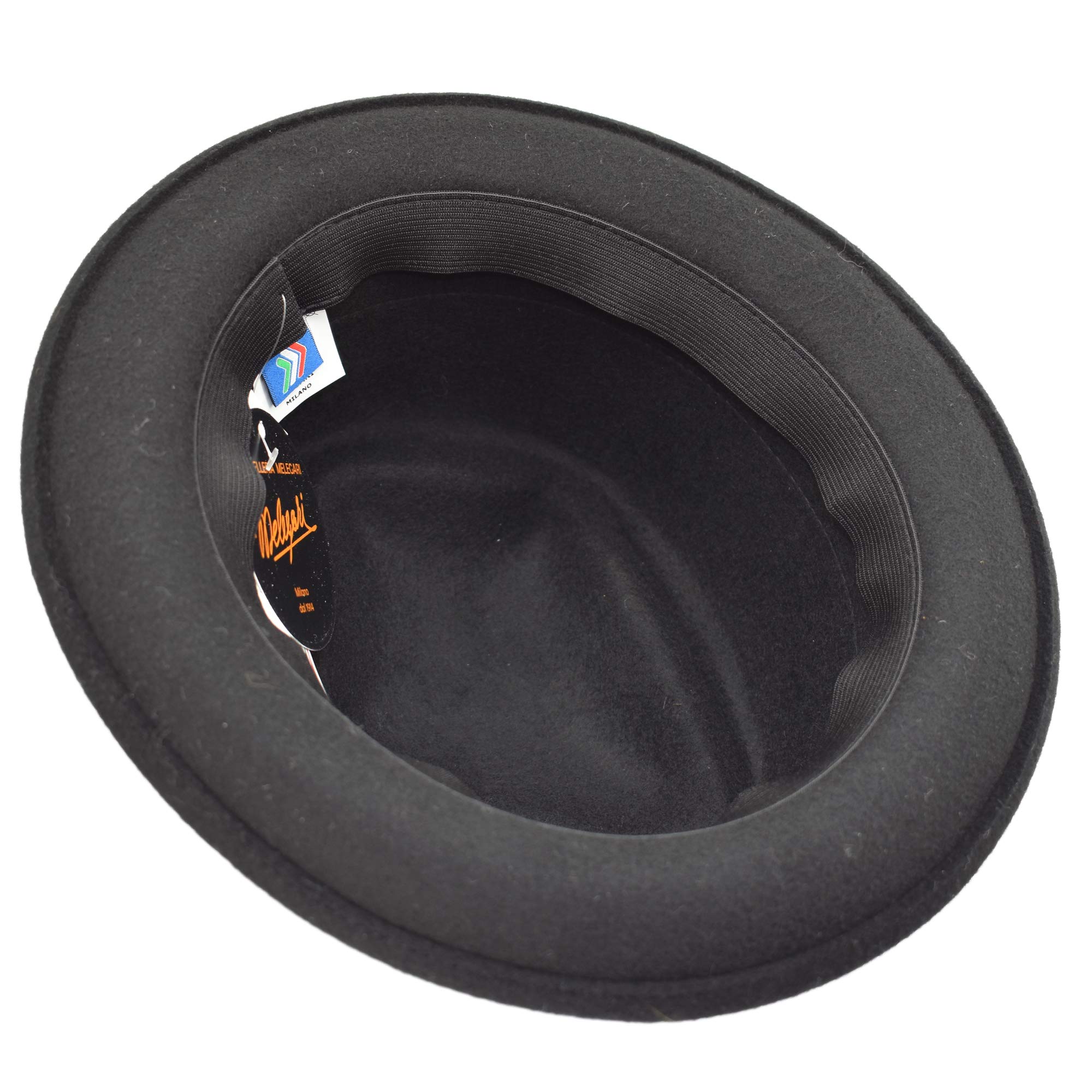 Melegari Cappello Jazz Pork Pie Charles | Feltro di Lana Nastro Rigato | Made in Italy | Uomo Donna | Autunno/Inverno