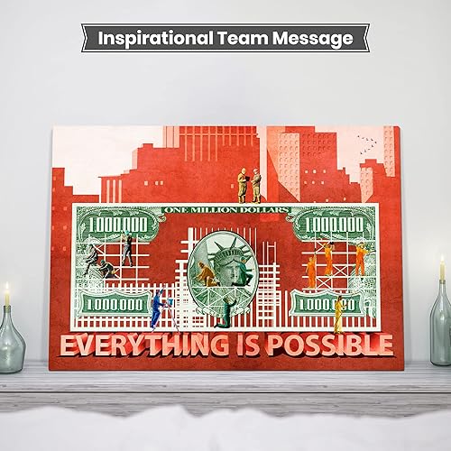 Miniatura 8 de Lienzo motivacional, inspirador y dinero, decoración de oficina, 100% único y original, mentalidad positiva, lienzo de trabajo en equipo, decoración