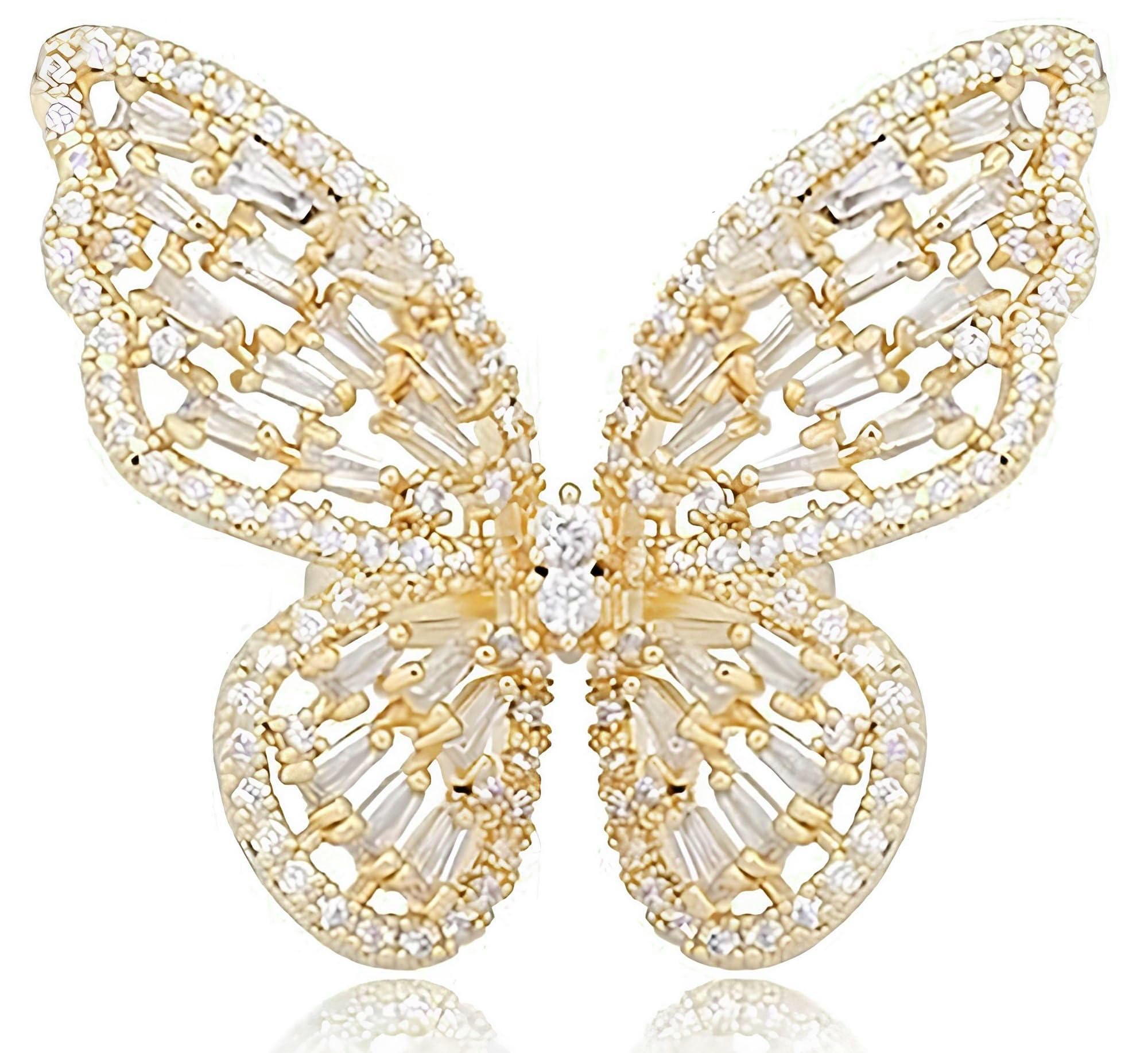 VAMA FASHIONS Crystal Stone Sarees Butterfly Brooch Coat Dress Gown Shawl Bridal Safety saree pins for Women Girls (Gold Butterfly Brooch) (B0DF81JXBK) Amazon Price History, Amazon Price Tracker