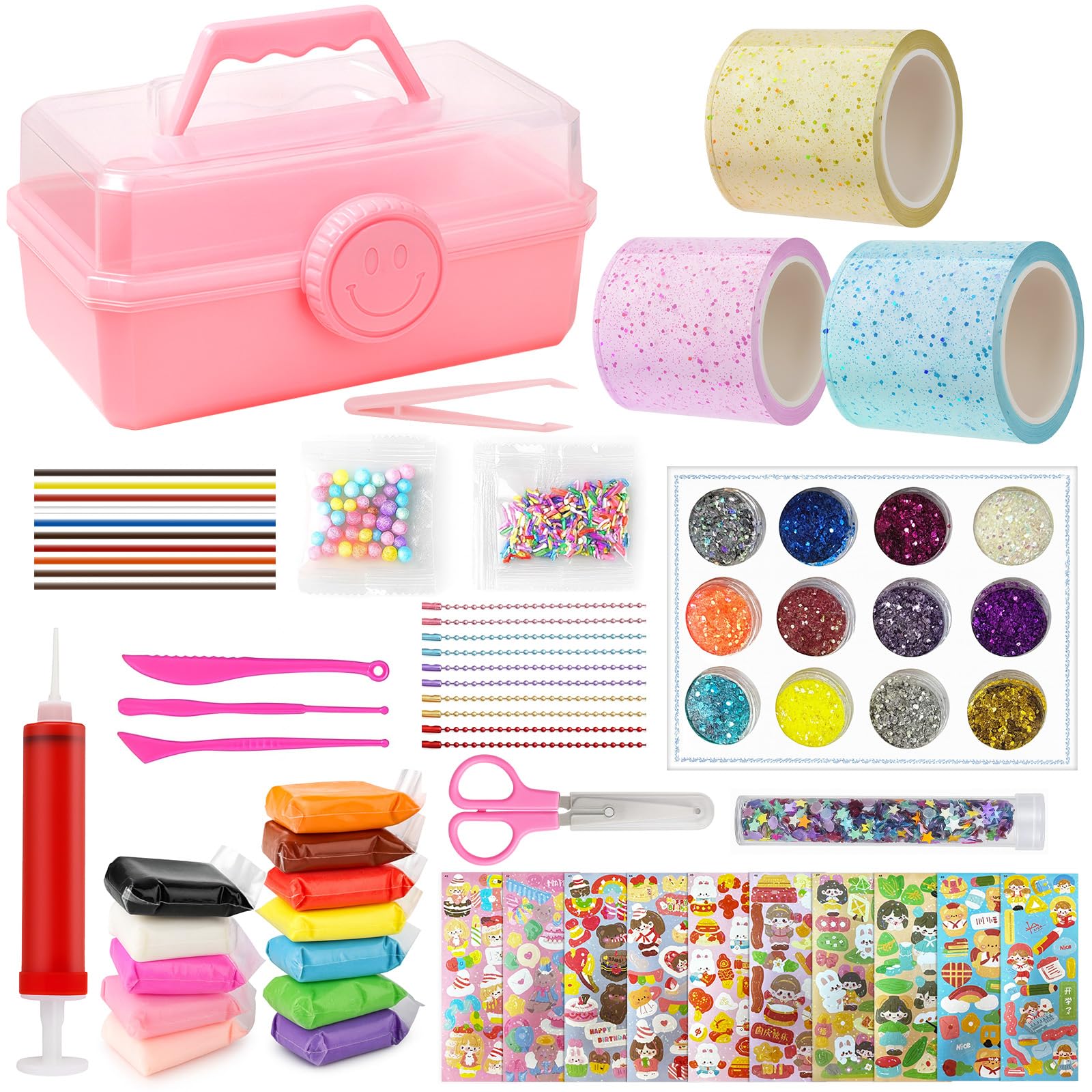 kelav Nano Tape Bubbles Set für Kinder, Squishy Selber Machen Set Magie Nano Klebeband DIY Bubble Tape Nano Klebeband Nanotape Doppelseitiges, Bastelsachen mit Pailletten Aufkleber DIY Craft