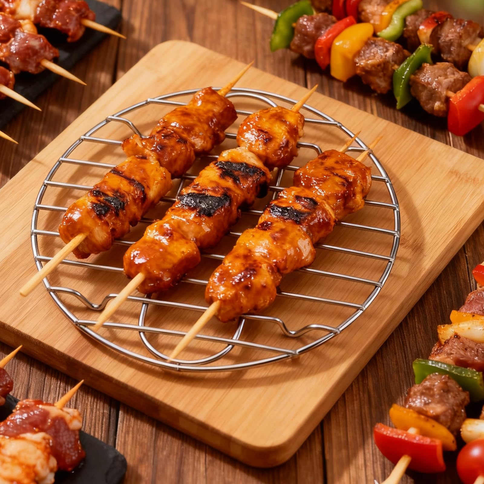 PARFCO Grille de Cuisson INOX Ø 27,5 cm 20 cm Rondes Support Cuisson Vapeur Rôtissage