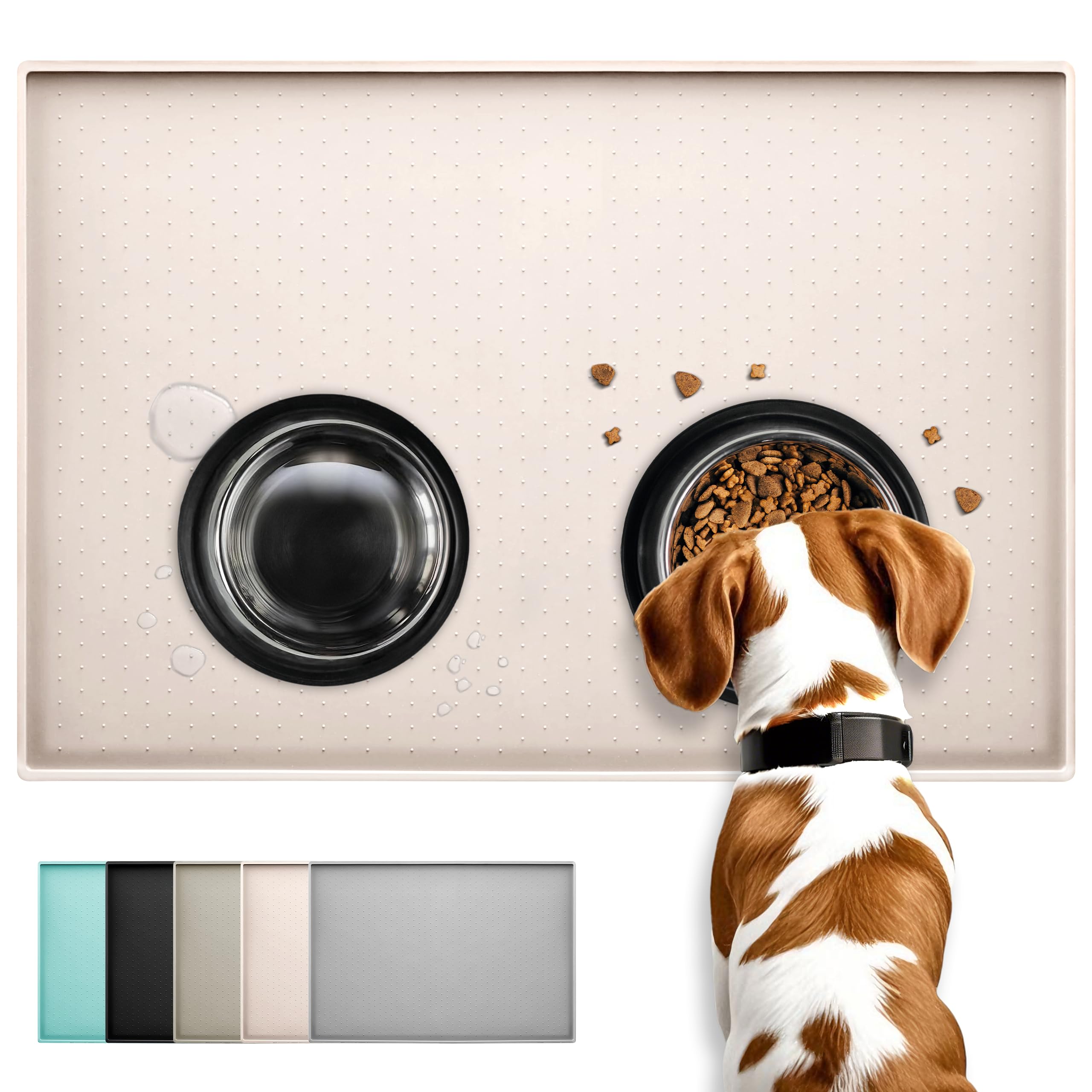 Conlun Dog Food Mat Cat Food Mat Silicone Rubber Mat, Anti-Slip Design, 100% Waterproof Pet Food Mat,Raised Edge to Avoid Water Or Food Spilling Out, Dishwasher Safe,Easy to Clean,60x40 cm — image 1