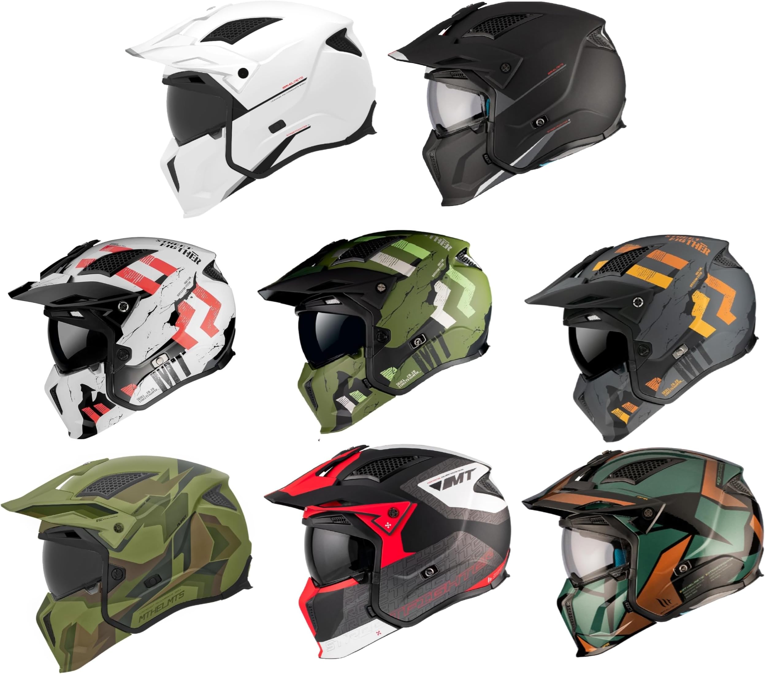Motorcycle SV Open Face Jet Helmet mt Streetfighter - Adult Biker Rider Crash Sports Racing Touring Urban Adventure Motorbike Helmets - ECE 22.06 DOT Approved Full Face Modular Helmet