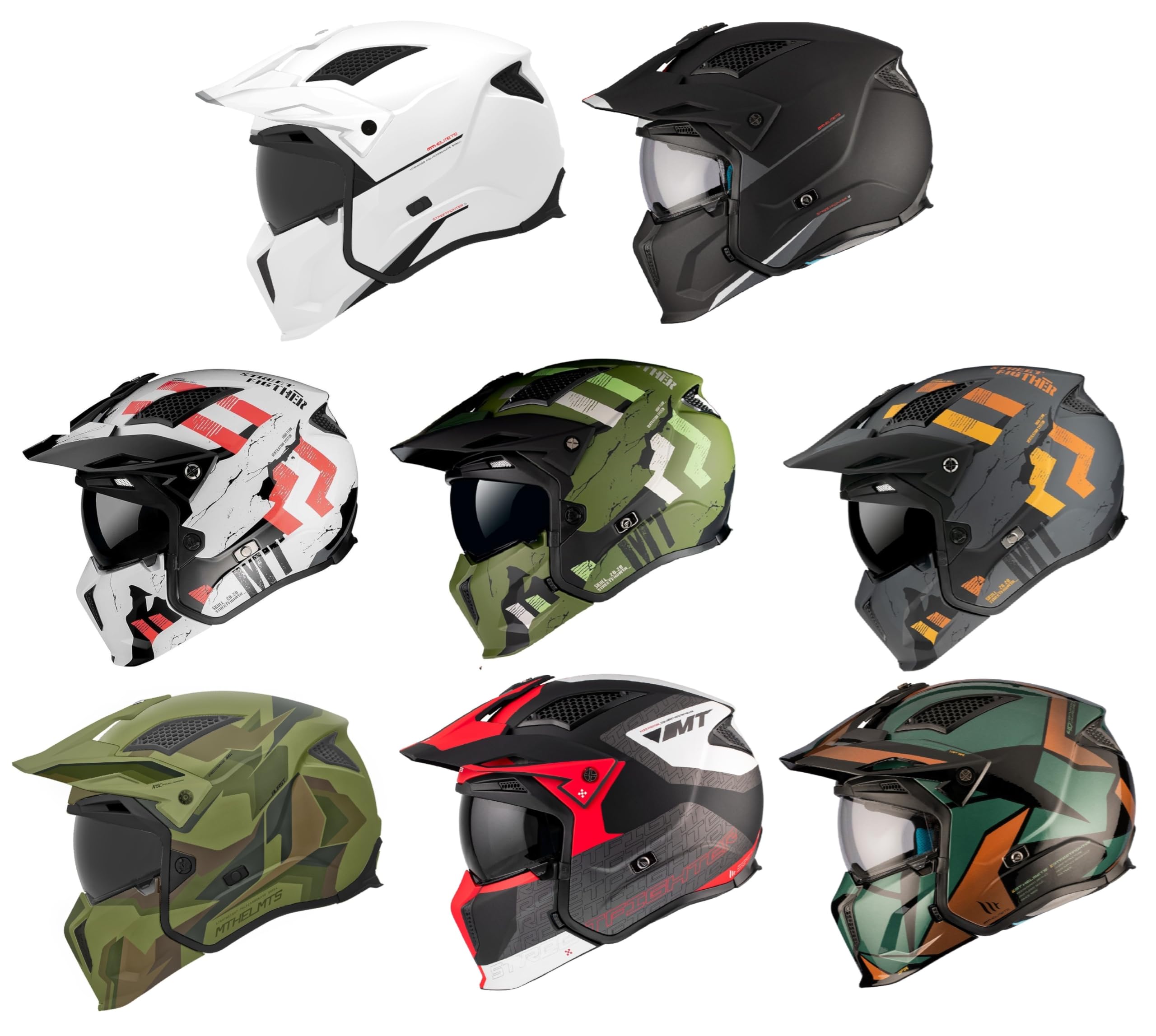 Motorcycle SV Open Face Jet Helmet mt Streetfighter - Adult Biker Rider Crash Sports Racing Touring Urban Adventure Motorbike Helmets - ECE 22.06 DOT Approved Full Face Modular Helmet