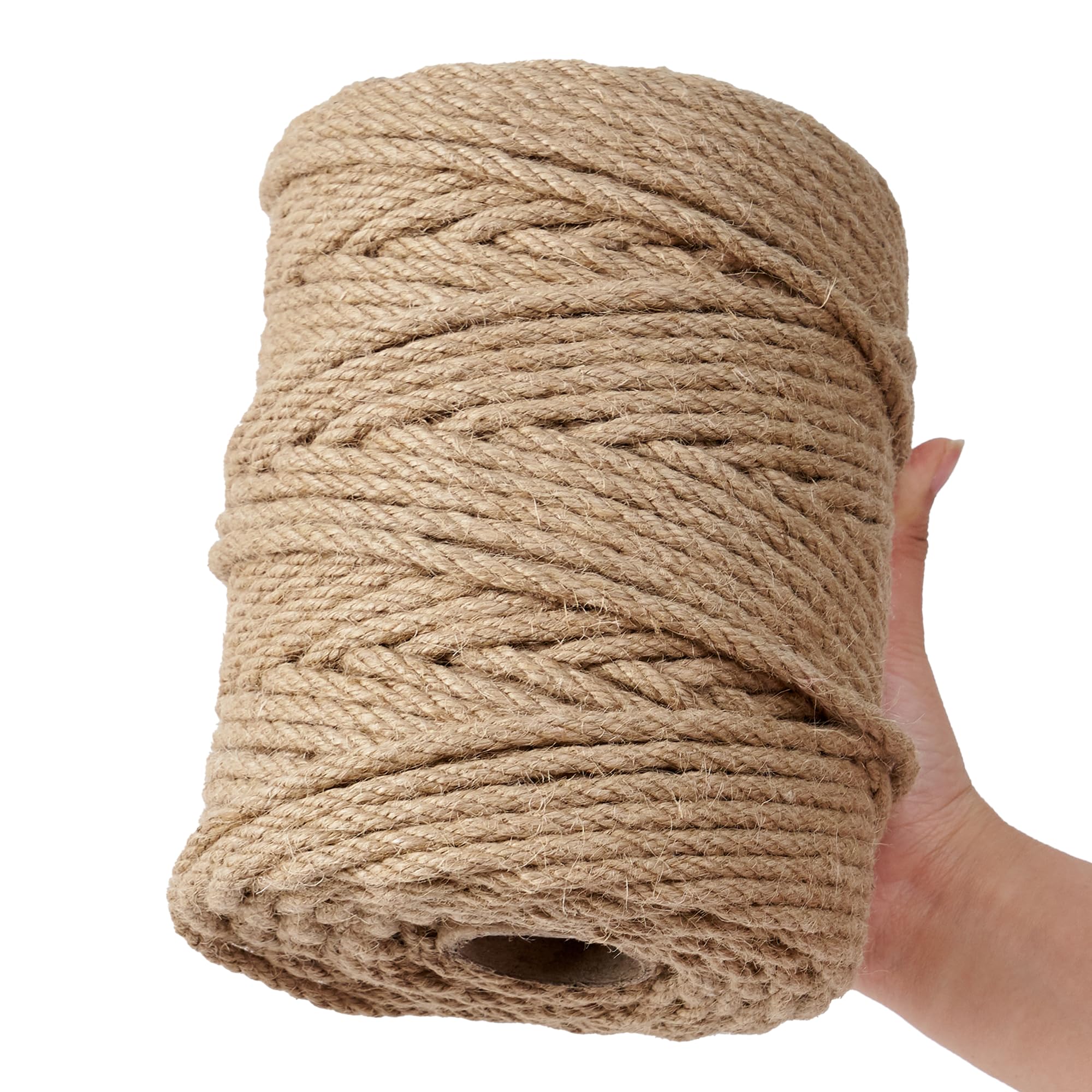 Cuerda de yute natural, cuerda de cáñamo de 656 pies de 1/4 pulgadas para envolver regalos, manualidades, plantas, jardín, Navidad, decoración hecha a mano, cuerda de embalaje para decoración del