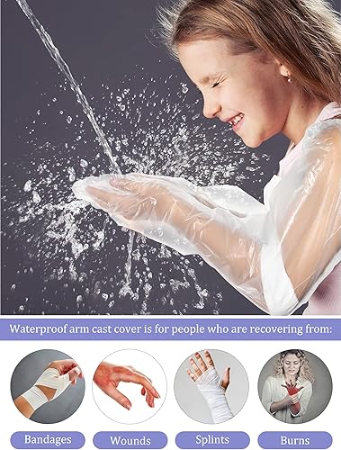 Miniatura 10 de Sosation 50 fundas impermeables para brazo para ducha, baño, protector de manga fundida para brazos, fundas protectoras de vendaje largo para