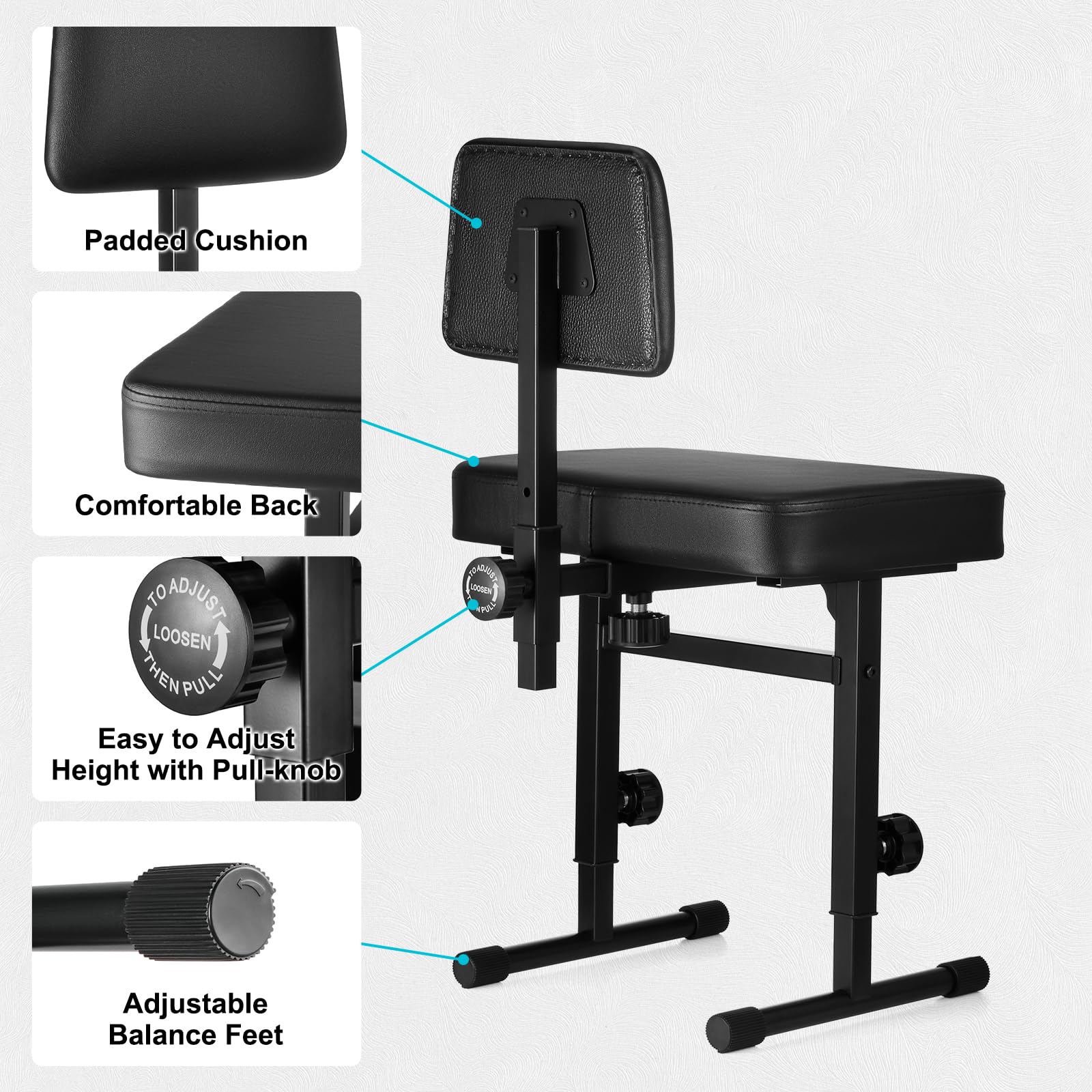 Tabouret De Piano - Dbaiyi-Ddis - DA007 - Réglable En Hauteur - Pliable
