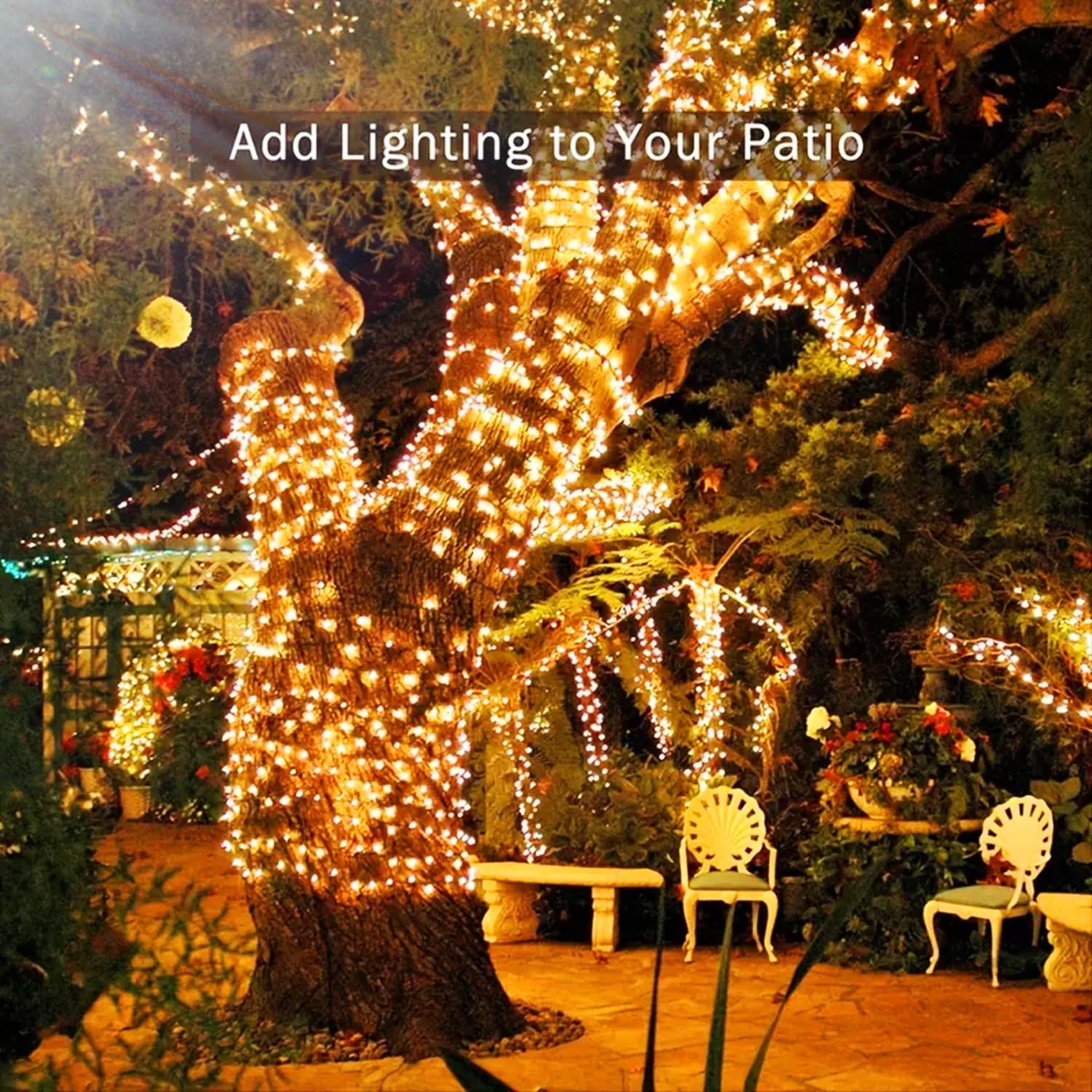GYLEFY 100M Luci di Natale Esterno Catena Luminosa 800 LED Stringa Impermeabile Luci Natalizie da Esterno con Telecomando Ghirlanda LED Decorazioni Natalizie per Albero Natale Giardino Bianco Caldo