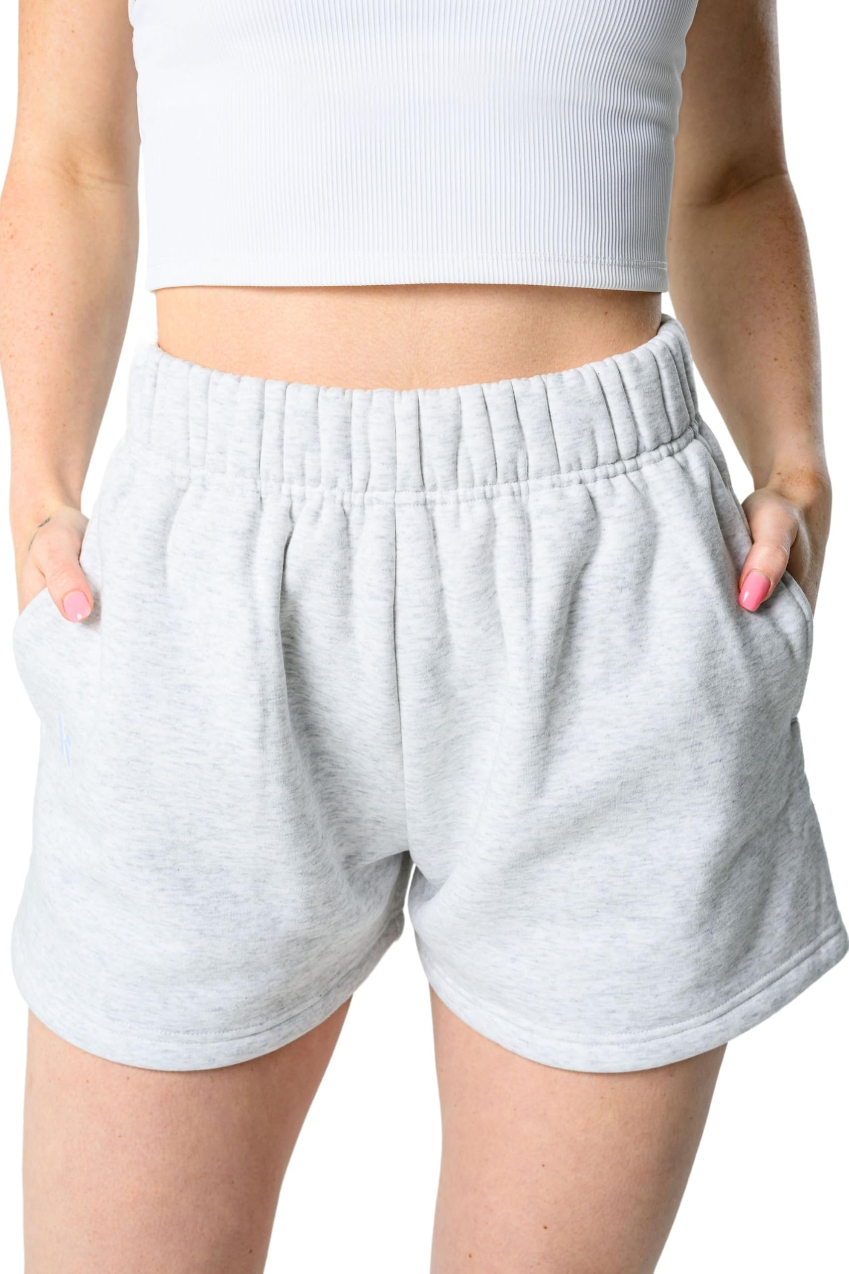 Kamo Fitness CozyTec - Pantalones Cortos de algodón para Mujer, de Cintura Alta, cómodos, Casuales, con Bolsillos
