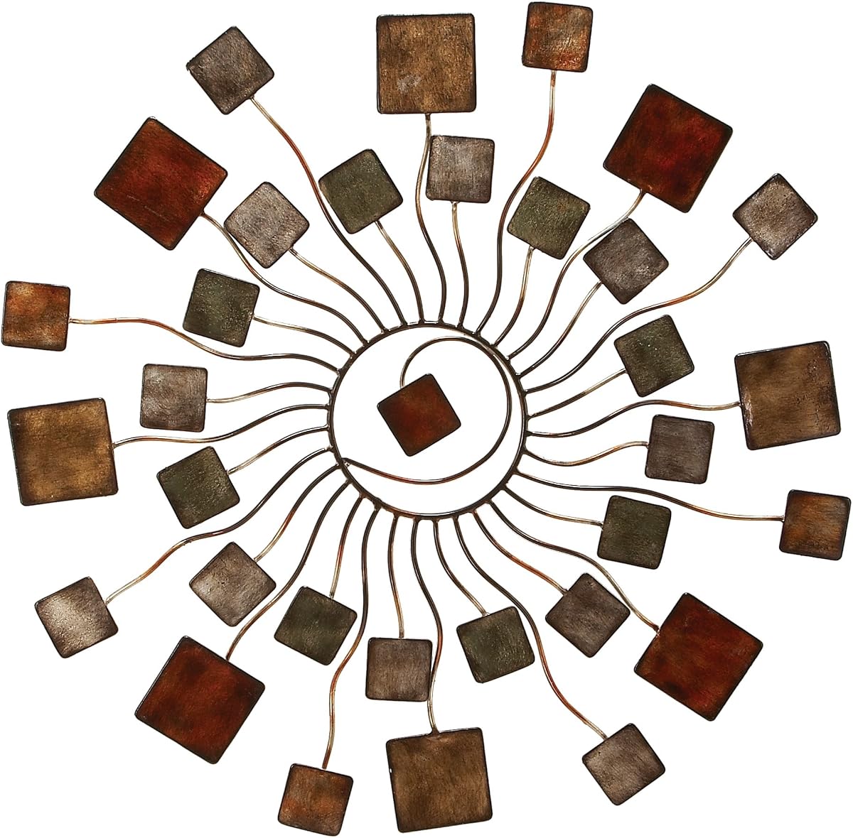 Deco 79 Escultura de pared de alambre para decoración de pared del hogar con detalles en forma cuadrada, arte de pared de 32 x 1 x 32 pulgadas, multicolor