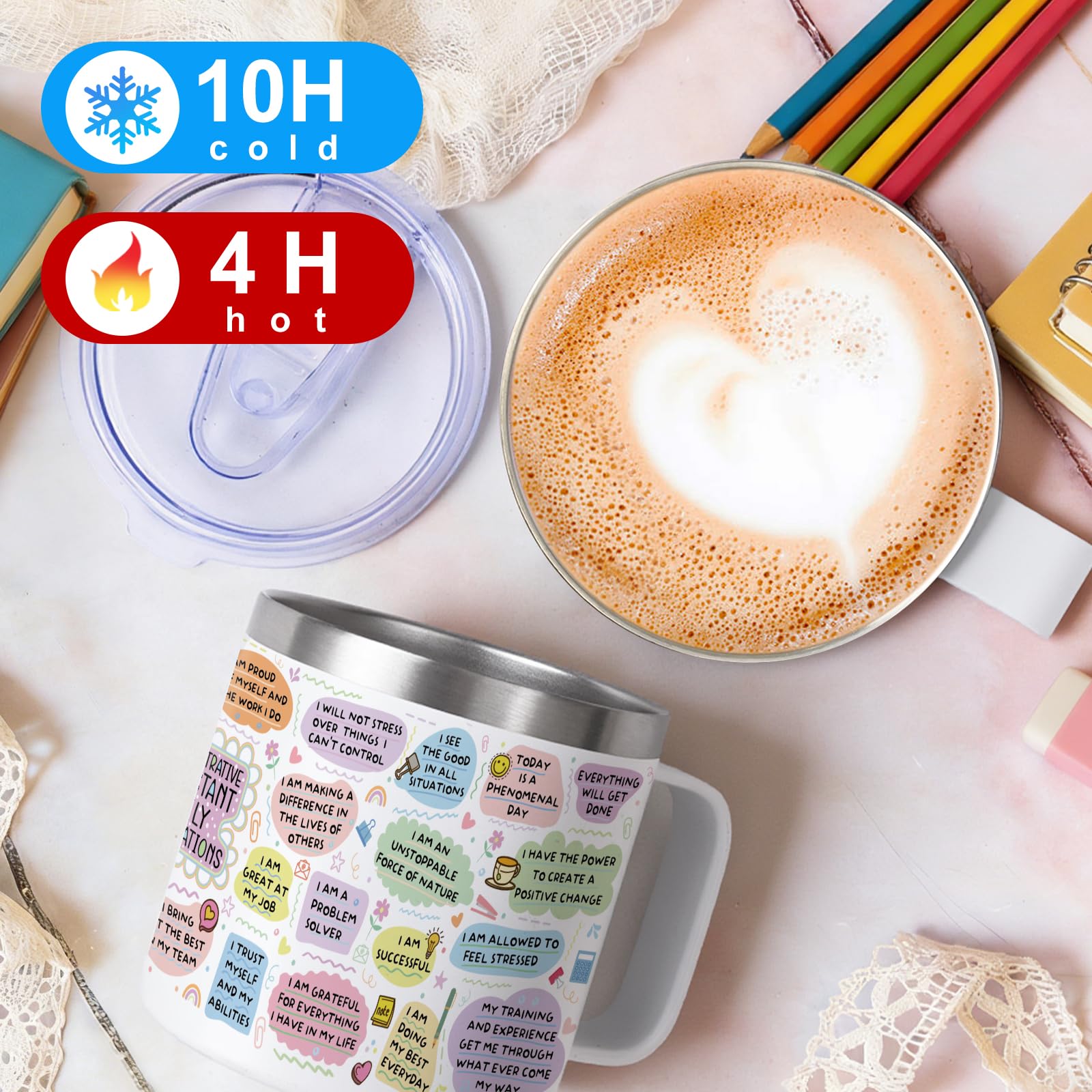 Lifecapido Administrative Professional Day Gifts, Administrative Assistant 14oz Insulated Coffee Mug, Administrative Assistant Gifts, Birthday Appreciation Gift for Administrative Assistant, White