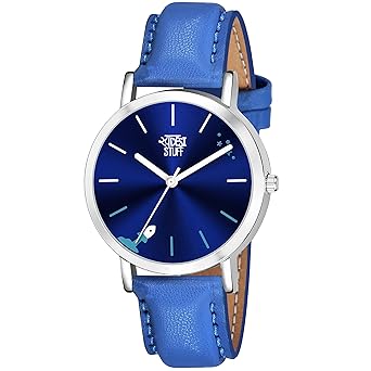Swadesi Stuff Exclusive Rocket Launch Analog Watch for Women and Girls (Blue Dial Blue Colored Leather Strap)