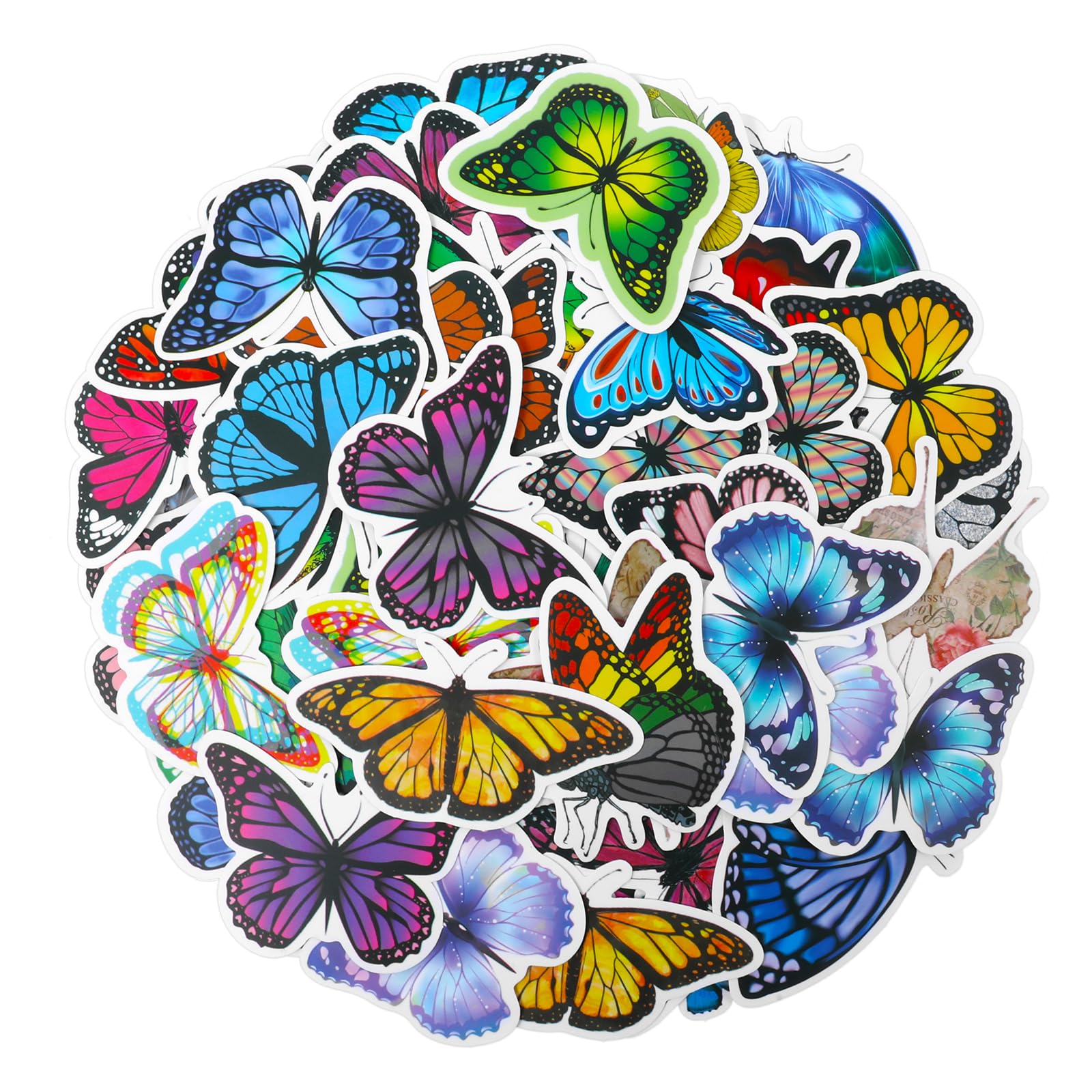 100 PCS Butterfly Stickers Pack, Colorful Waterproof Decals Lovely Decorative Butterfly Stickers for Adults Laptop Water Bottle Scrapbook Window