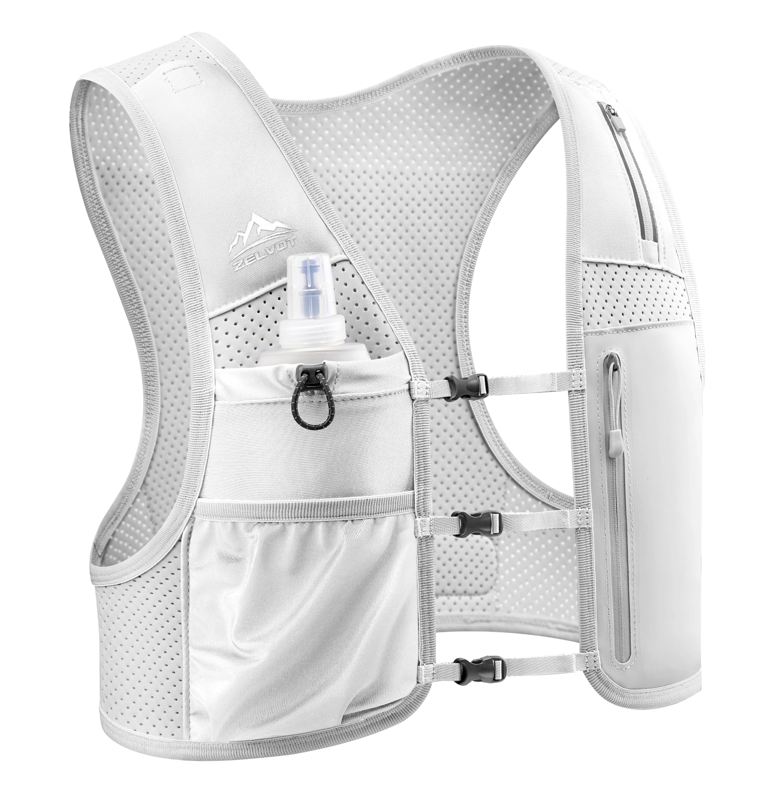Zelvot Running Vest for Women Men, Hydration Vest with 500ml Soft Flask